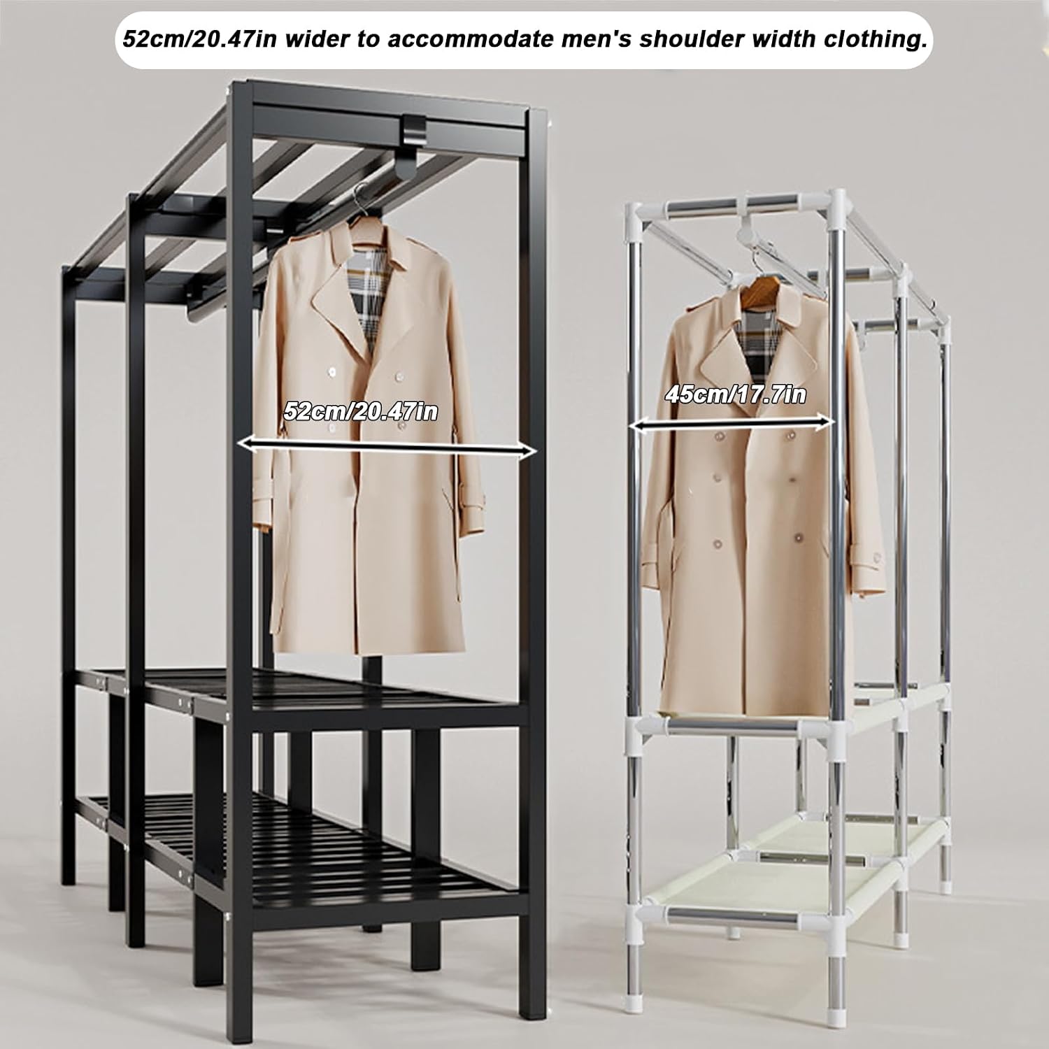 Large Heavy-Duty Portable Wardrobe Closet Rack with Cover - Rolling Freestanding Clothes Organizer System for Hanging Clothes