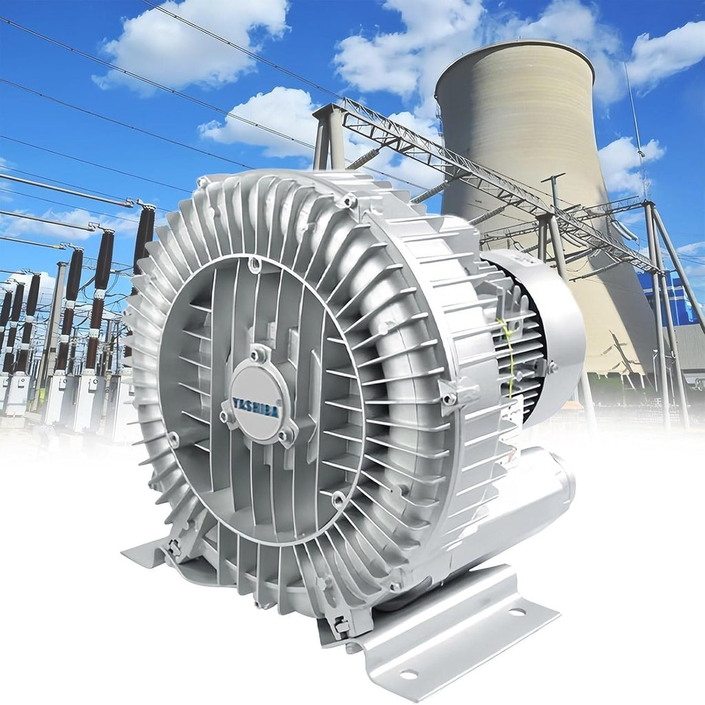 180W-1500W Single Phase Regenerative Blower - Oil-Free Low Noise Industrial Vortex Air Pump for Blowing & Suction in Aeration, Packaging & Automation (1.5kW/2.0HP)