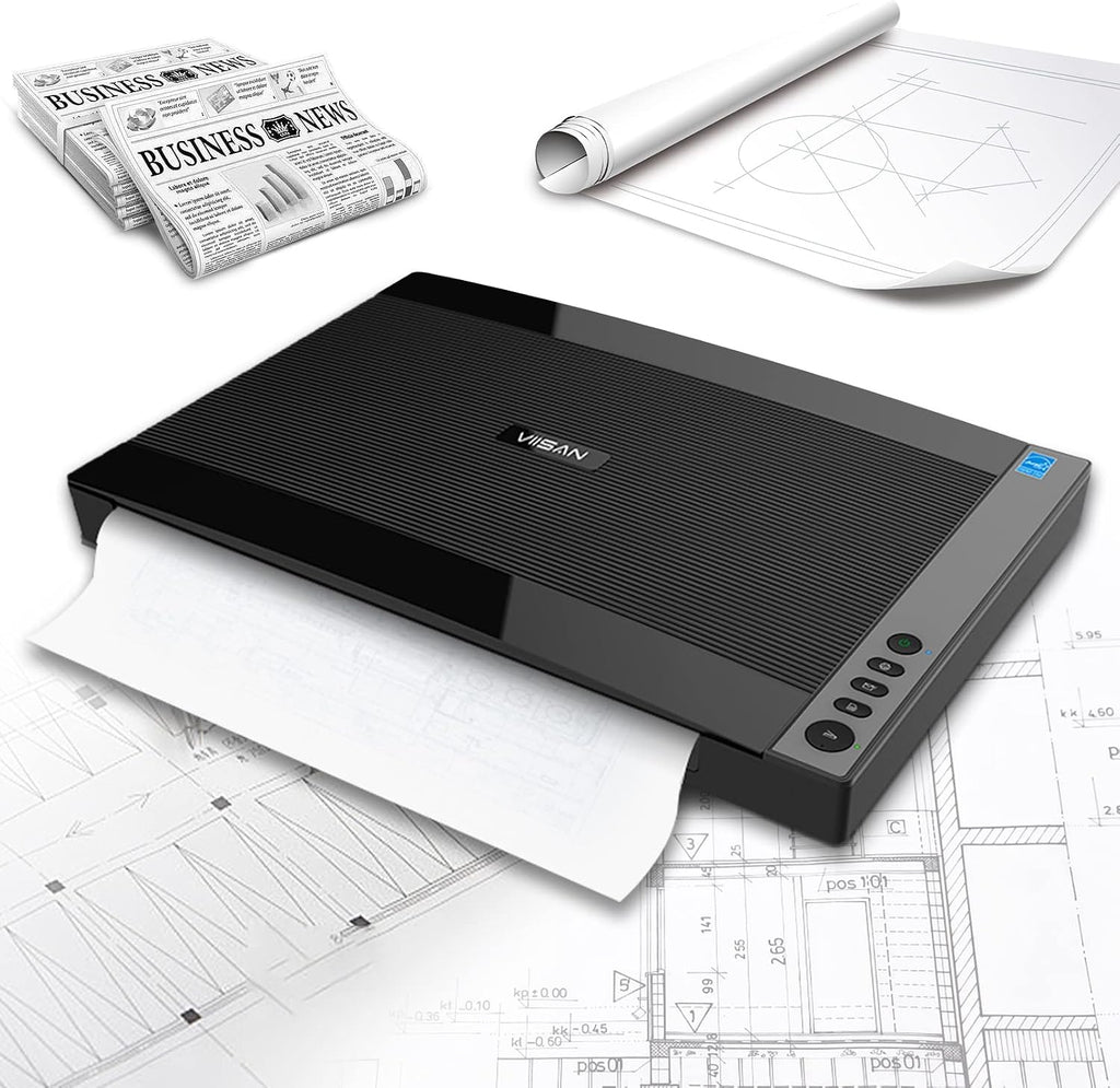 VIISAN 3120 A3 Flatbed Scanner, 1200 DPI, CIS Sensor, Scan 11.7' x 16.7' in 8 sec, Frameless, Auto-Scan, Document & Photo & Book Scanner, Design for Library, School and Soho. Supports Windows & Mac