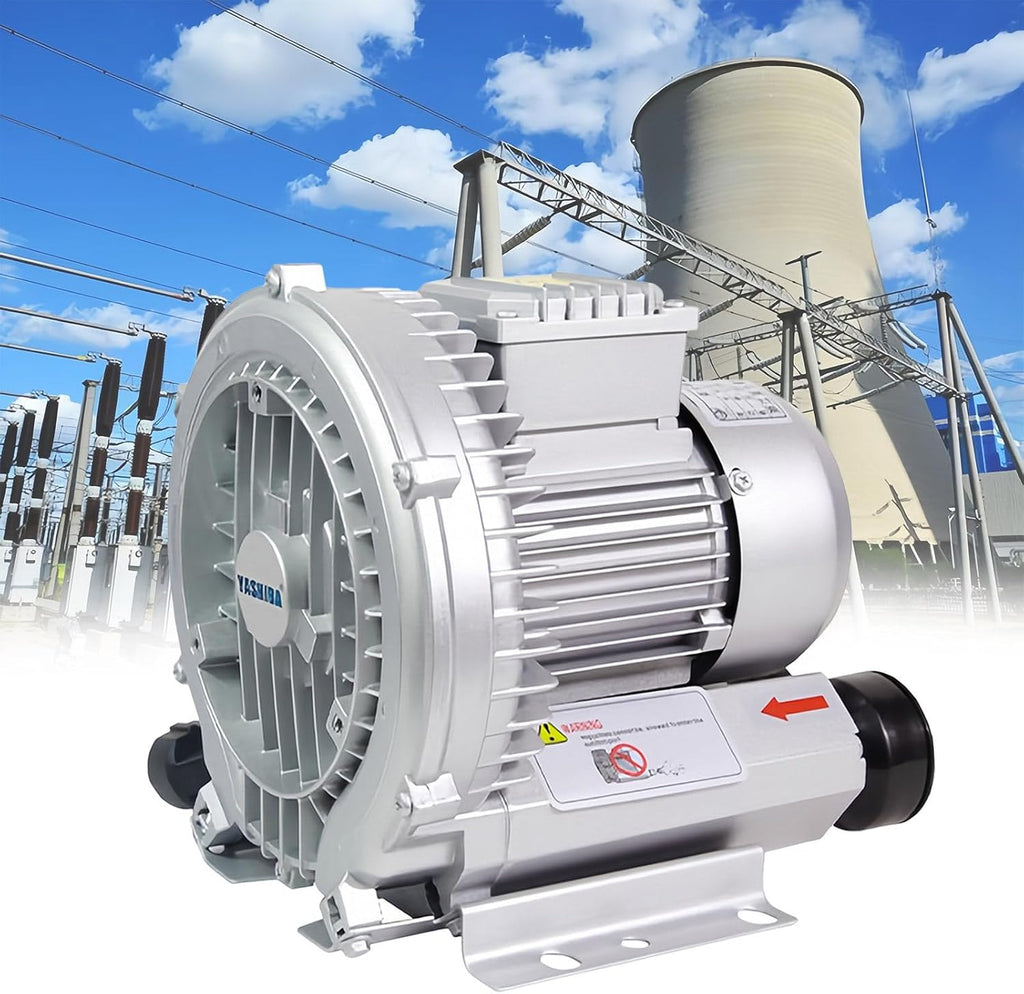 180W-1500W Oil-Free Low Noise Single Phase Regenerative Vortex Blower - Industrial Air Pump for Blowing, Suction, Aeration, Packaging & Automation Systems (250W/0.35HP)