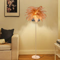 Feather Floor Lamp for Living Room, Fluffy Ostrich Feathers Lamp, Rose Gold Color Body, 3 Color Temperatures Modern Funky Arc Tall Standing Lamp for Bedroom Inclued Bright LED Bulbs (Brown)