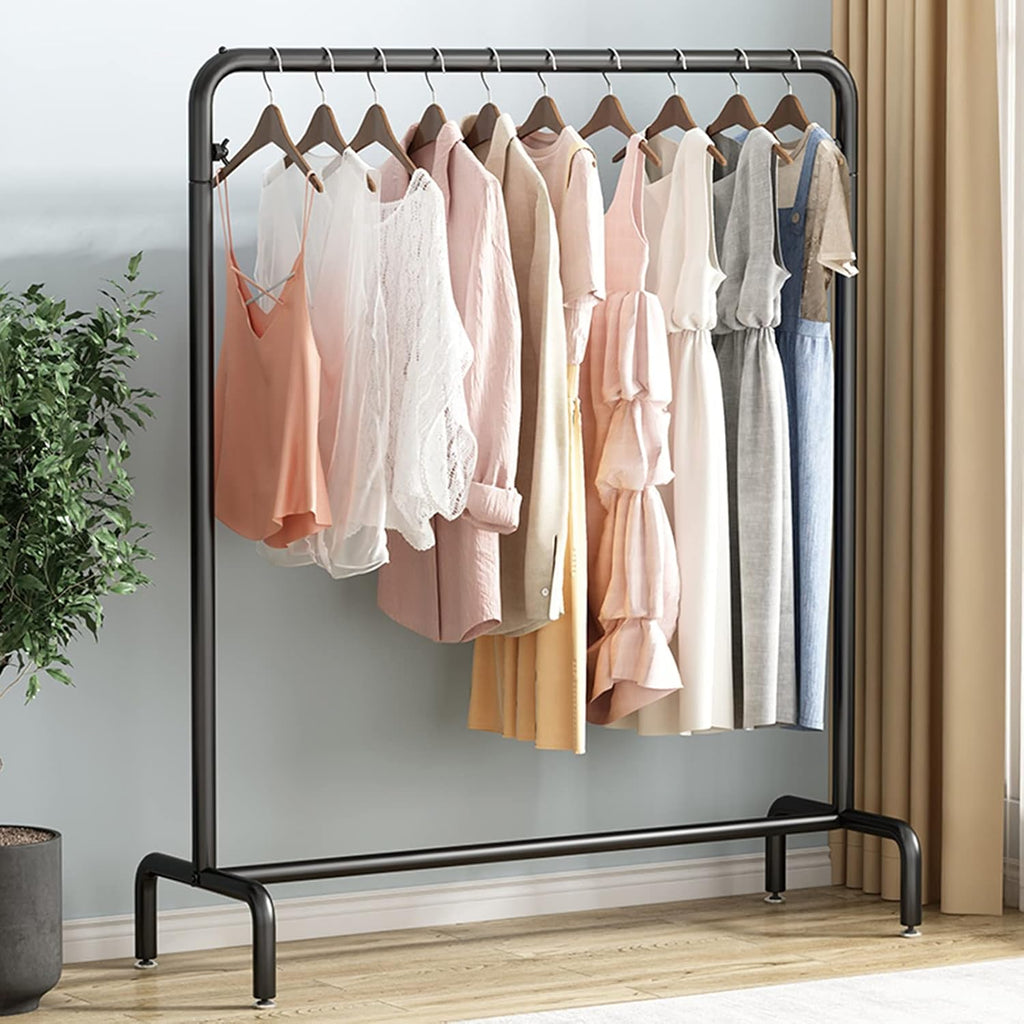 Heavy Duty Coat Rack, Garment rack Nordic Modern Clothes Rail Heavy Duty Metal Clothing Rack For Bedrooms And Living Rooms Freestanding Retail Display Racks Easy To Assemble Coat Rack (Black 100X40X1