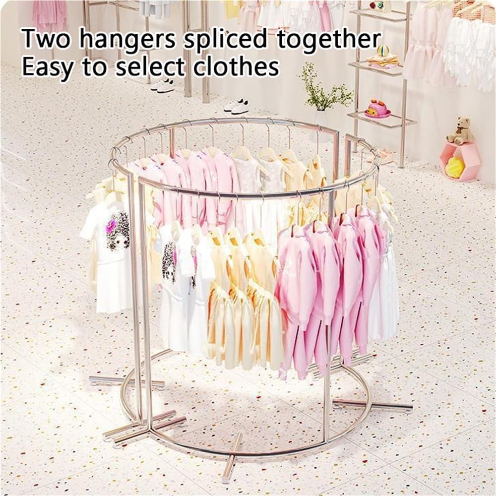 Stainless Steel Half-Circle Clothing Display Rack, Freestanding Garment Rack with Anti-Slip Foot Pads, Modern Retail Floor Rack for Store and Showroom Use(100 * 150CM(39.4 * 59.1IN))