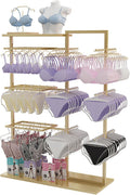 Underwear Display Stands, Freestanding Clothing Store Boutiques Retail Lingerie Garment Rack, Coat Rack Stand Commercial Shelves for Socks Bra Panties Scarves STO(Gold