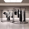 Industrial Iron Garment Rack for Hanging Clothes 52.4in/61in Commercial Freestanding Clothes Hanging Rack for Coats, Shirts, Dress Home Heavy Duty Clothing Racks(87x45x133cm/34.3x17.7x52.4in)