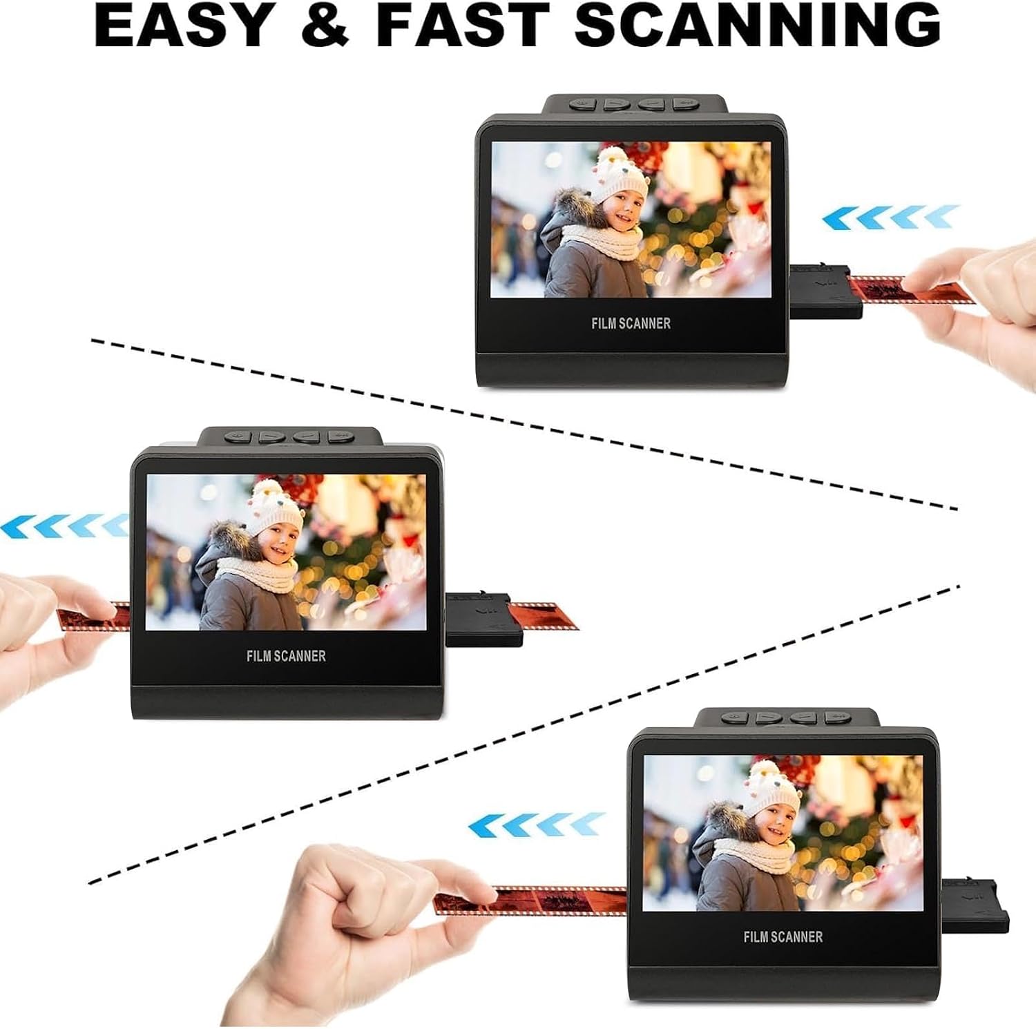 Film and Slide Scanner Digitizer with 5' LCD Screen, Negative Scanners for Old Pictures to Digital 22MP JPEG Fast, Compatible with 35, 126, 110 Film and Slides