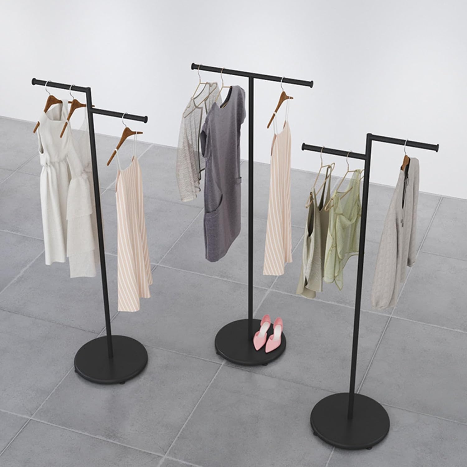 Freestanding Clothing Store Display Stands Garment Rack,boutique Retail T-type Clothes Hanger Entrance Porch Organization Hanging Rod,Suit Shirt Clothing Rack,laundry Room Hanging Clothes Rod