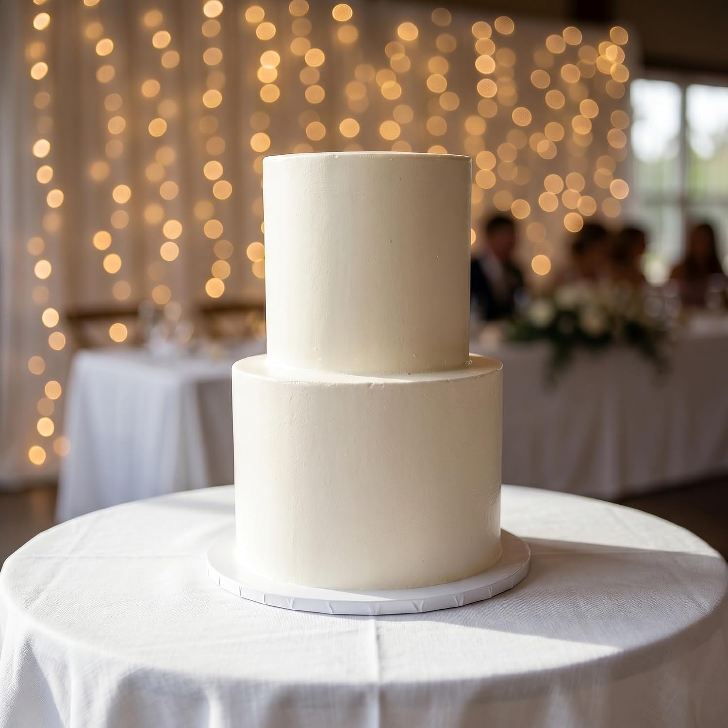 FromJennWithLove 2 Tier Fake Wedding Cake, 12' Tall Handcrafted Ivory Display Cake – 4-Day Artisan Process, Made in USA – Reusable Centerpiece for Weddings & Bridal Showers
