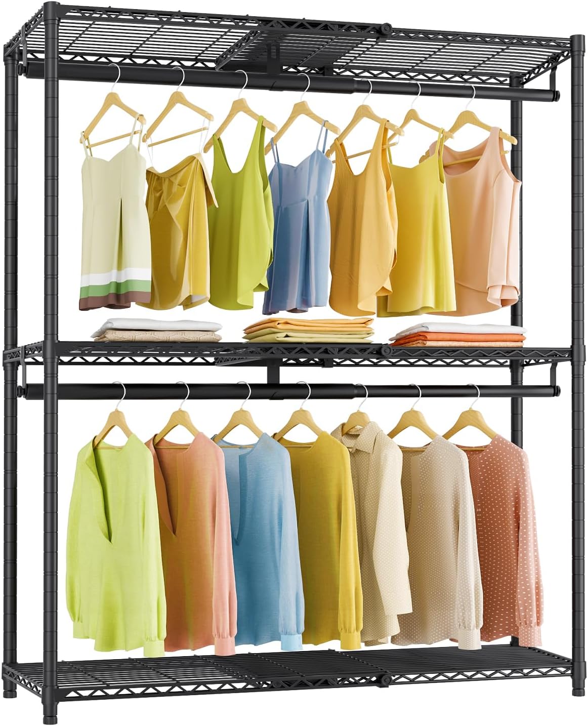 VIPEK X1 Plus Expandable Reach-in Closet Adjustable from 2'8' to 4'6' with Adjustable Shelves and Hanger Rods Clothes Rack Heavy Duty, Metal Clothing Racks Portable Walk-in Closet, Black