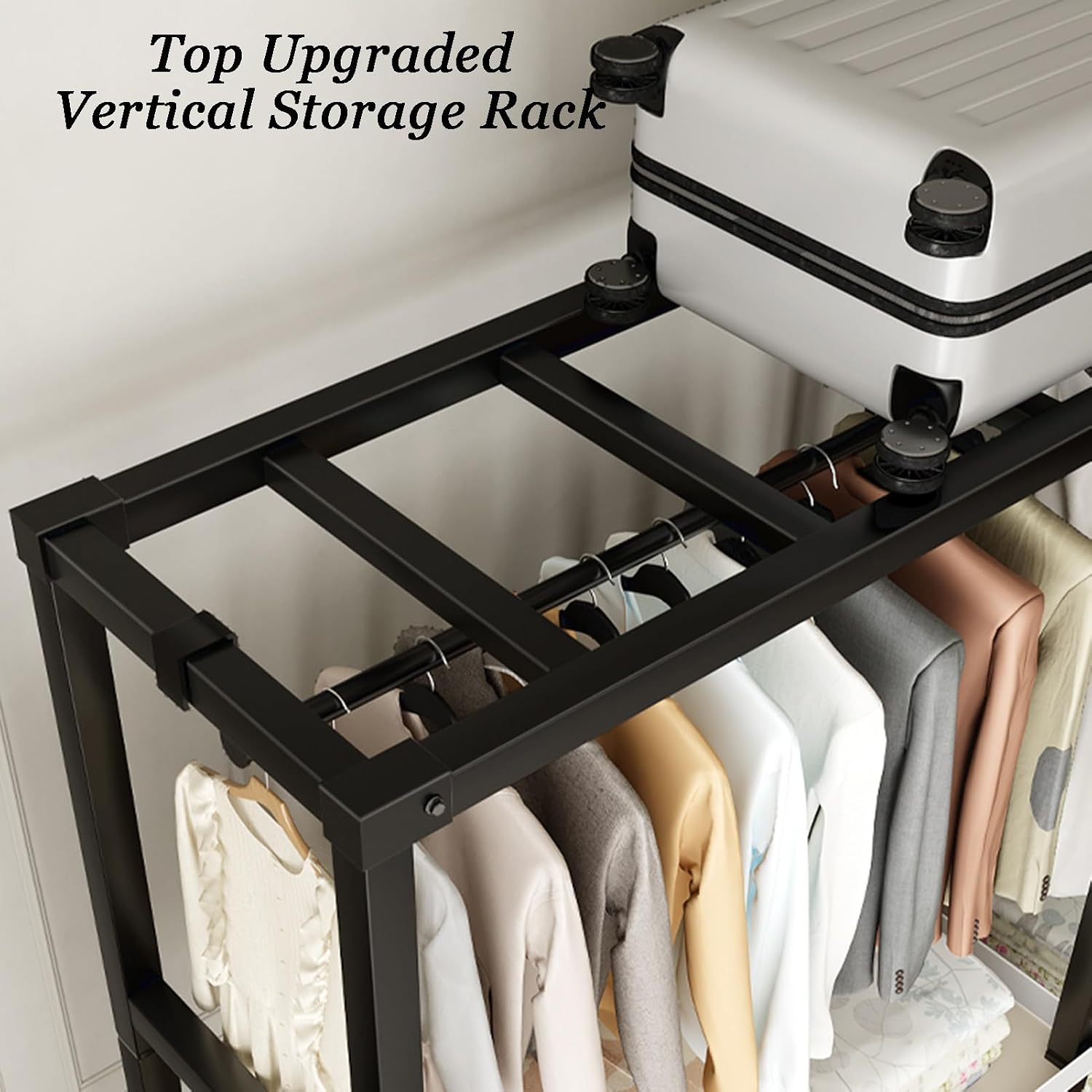 Portable Closet Wardrobe,Freestanding Closet with Adjustable Foot Pads,Coat Storage Garment Racks,for Bedroom Free Standing Clothes Rack with Cover(Color 3)