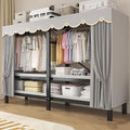 Portable Wardrobe Closet Rack,Heavy-Duty Foldable Garment Rack with Cover, Freestanding Clothes Organizer System,Enclosed Curtain Armoires for Bedroom(C,150cm/59in)