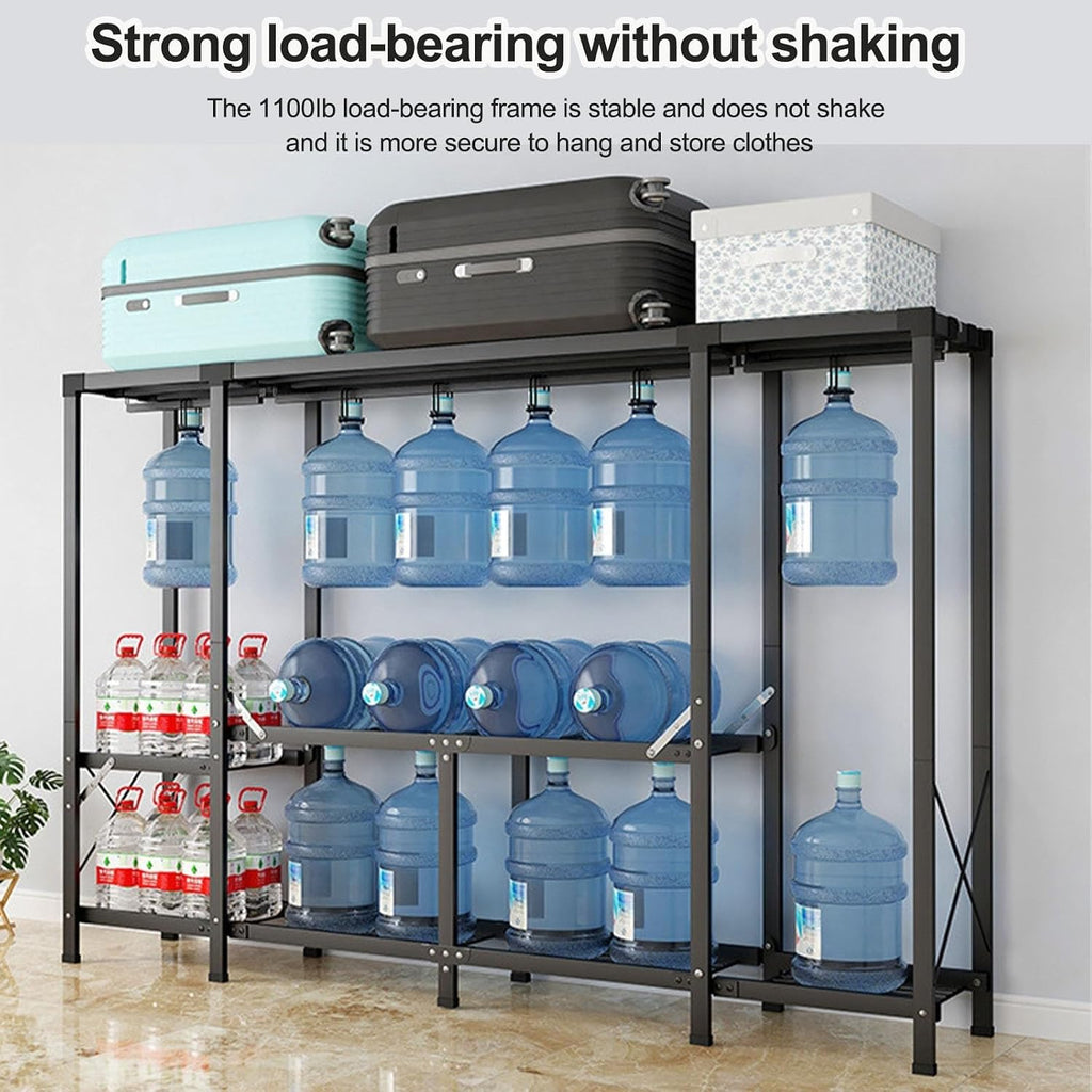 Collapsible Clothes Storage Organizer, Portable Closet Wardrobe with Cover Freestanding Garment Rack Cabinet, for Home and Retail,Load Capacity 1100lbs(B59in)