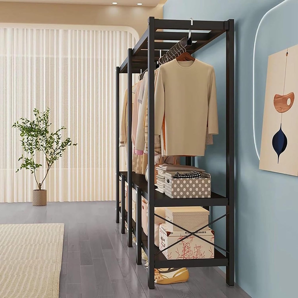 Foldable Wardrobe Closet System,Heavy Duty Portable Clothes Rack with Cover, Garment Racks for Bedroom