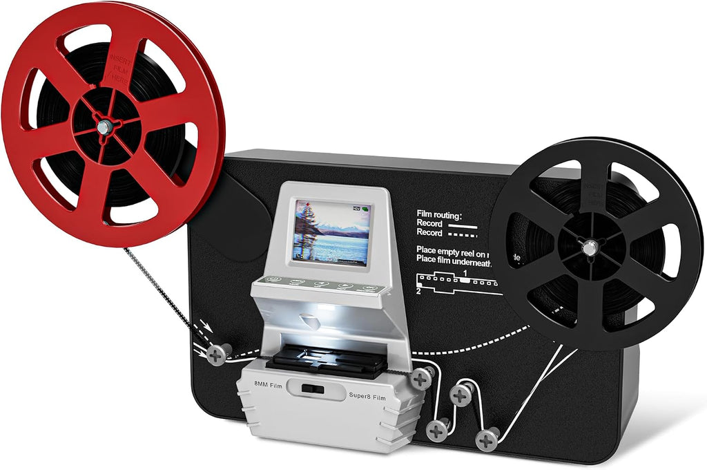8mm & Super 8 Film to Digital Converter, Super 8 Scanner with 2.4' LCD | Supports 3', 5', 7' and 9' reels, Converts Film to MP4, Includes 32GB SD card, Frame-by-frame scanning, No Computer Required