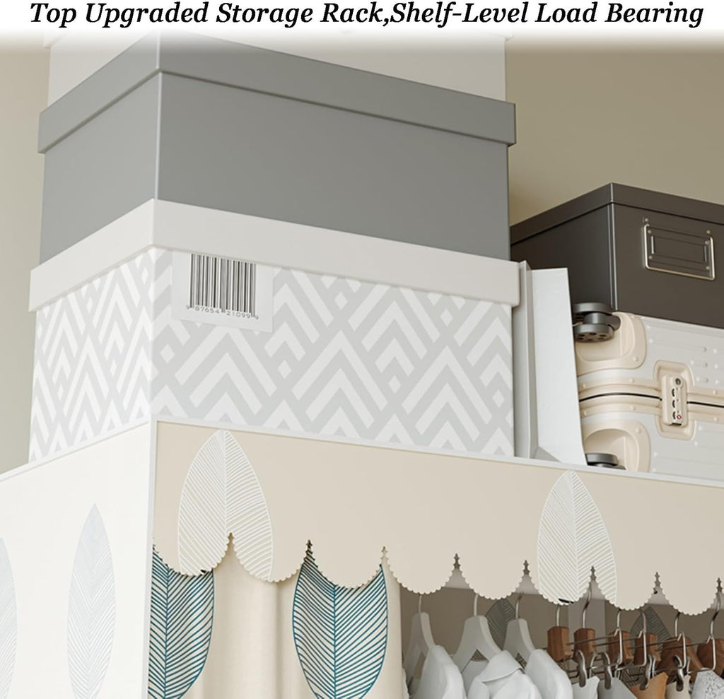 Portable Closet Wardrobe,Steel Tube Clothes Storage Organizer,Freestanding Coat Storage Garment Racks,for Bedroom Free Standing Clothes Rack with Cover(Color 1,170 X 50 X 171cm)
