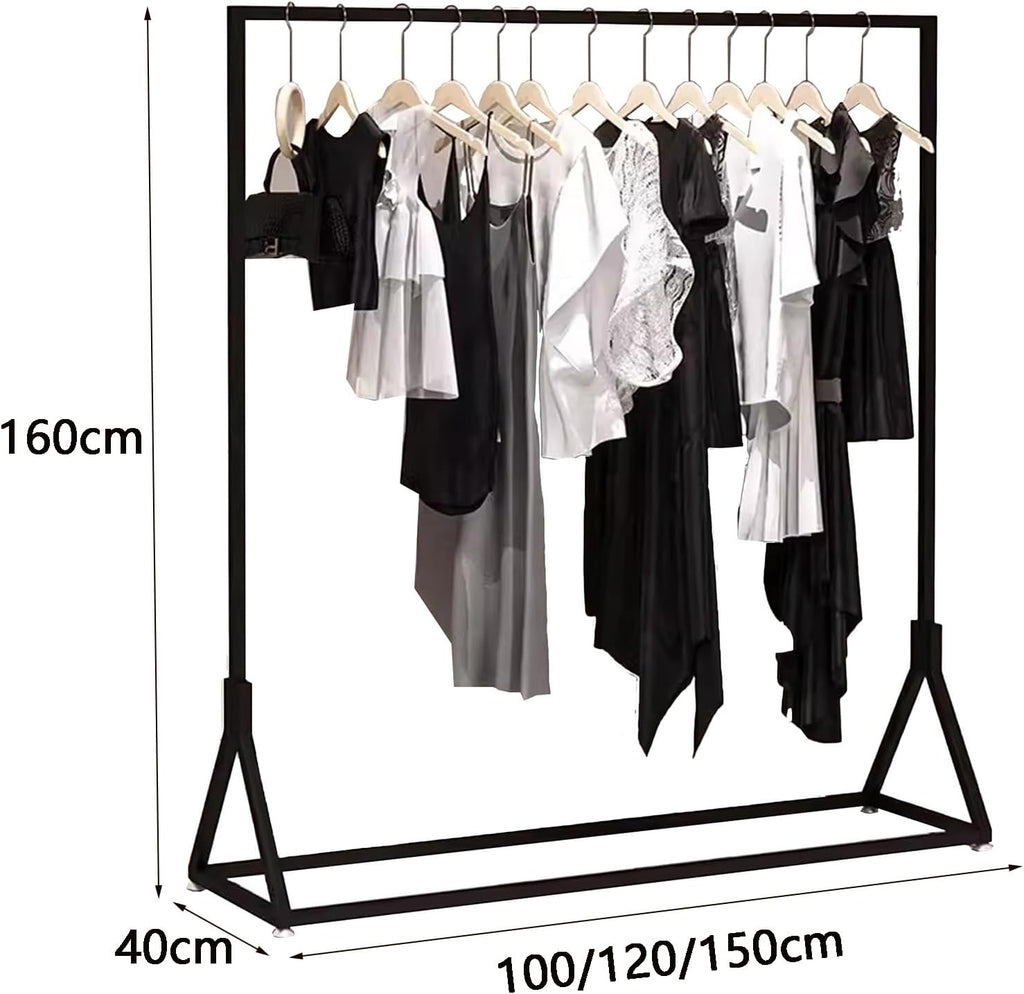 Heavy duty Garment rack Commercial Heavy Duty Clothes Rail, Black Metal Clothing Rack For Hanging Clothes, Freestanding Retail Display Rack, Single Rod Coat Rack For Bedrooms And Boutiques ( 100X40X1