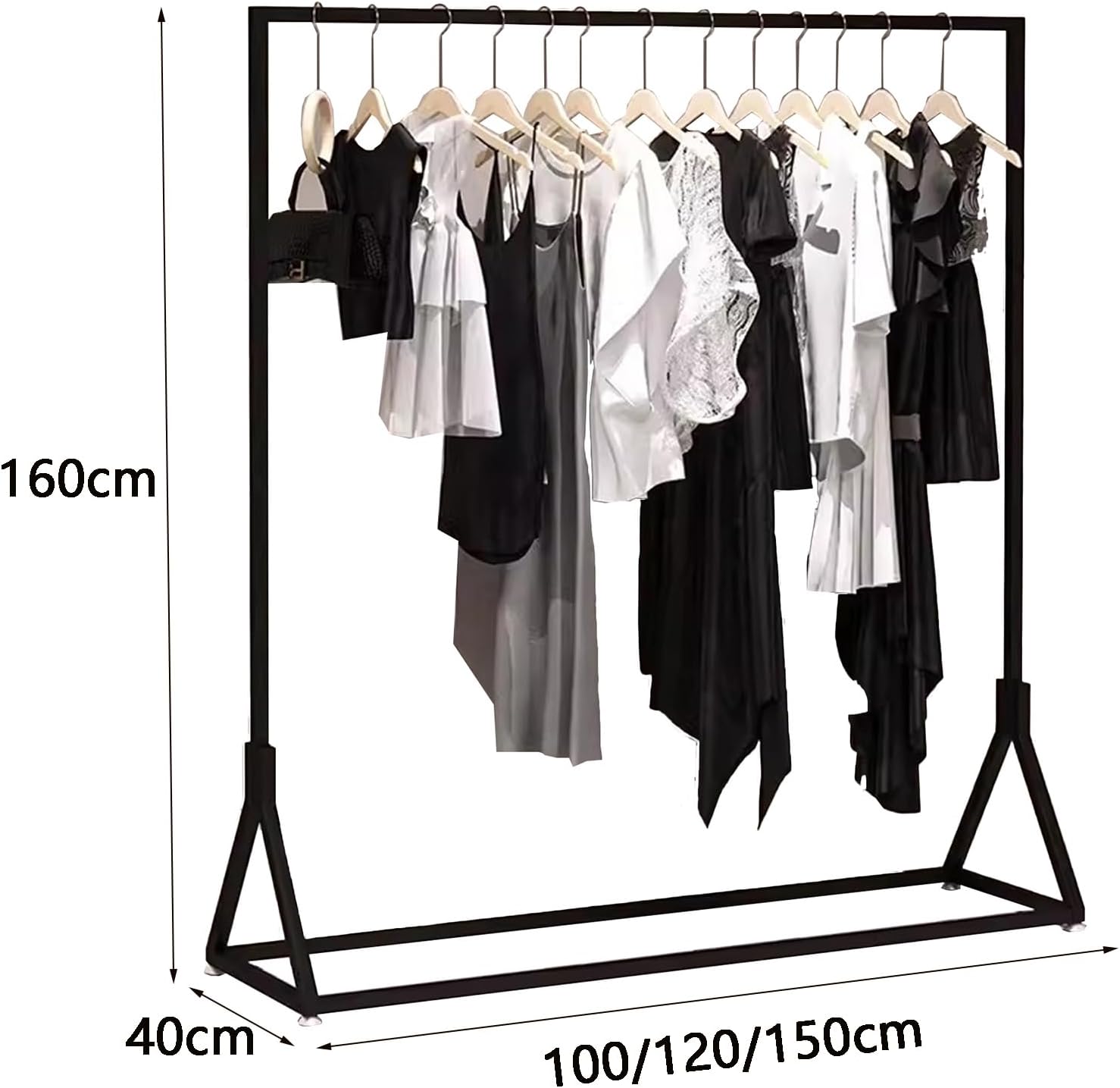Heavy duty Garment rack Commercial Heavy Duty Clothes Rail, Black Metal Clothing Rack For Hanging Clothes, Freestanding Retail Display Rack, Single Rod Coat Rack For Bedrooms And Boutiques ( 100X40X1