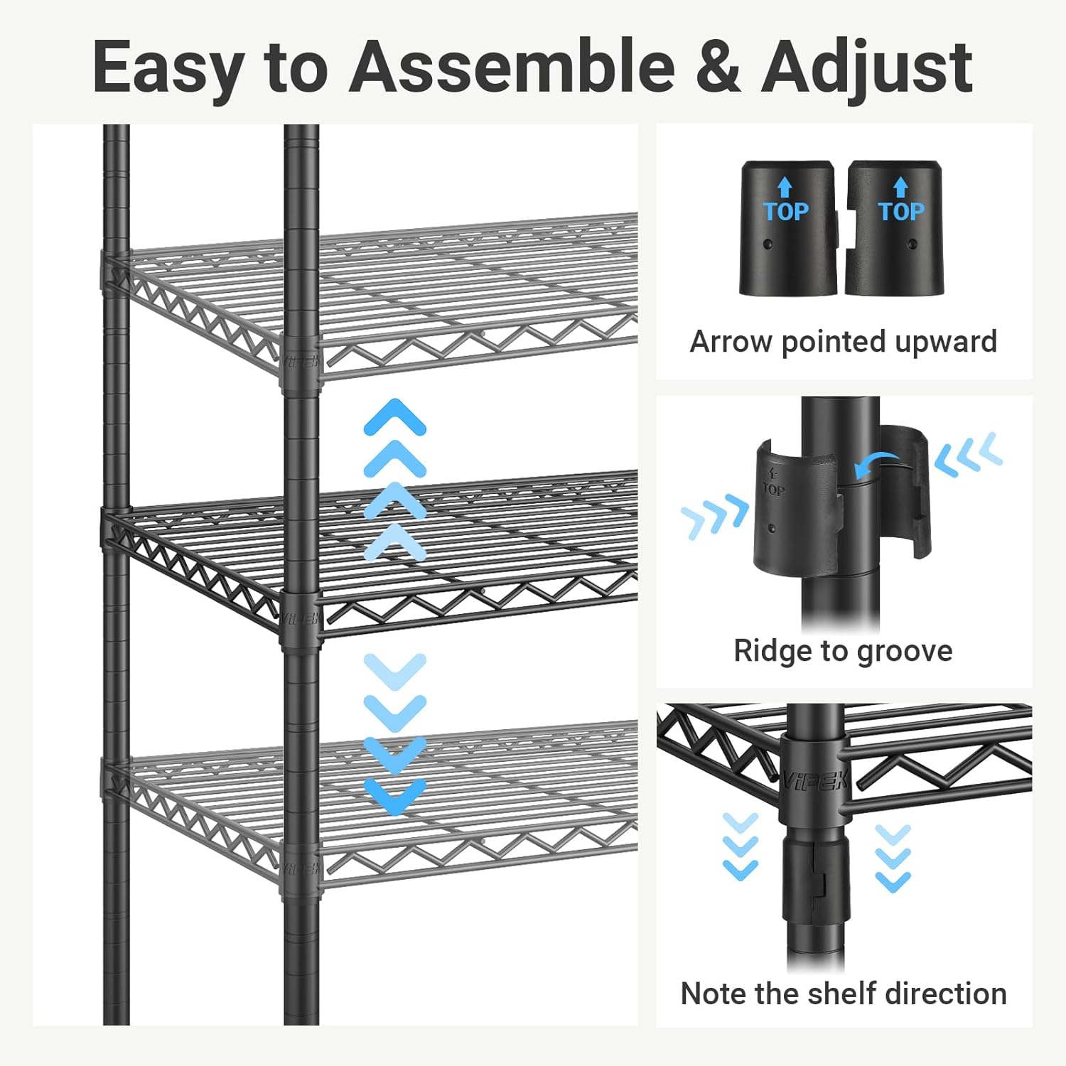 VIPEK X1 Plus Expandable Reach-in Closet Adjustable from 2'8' to 4'6' with Adjustable Shelves and Hanger Rods Clothes Rack Heavy Duty, Metal Clothing Racks Portable Walk-in Closet, Black