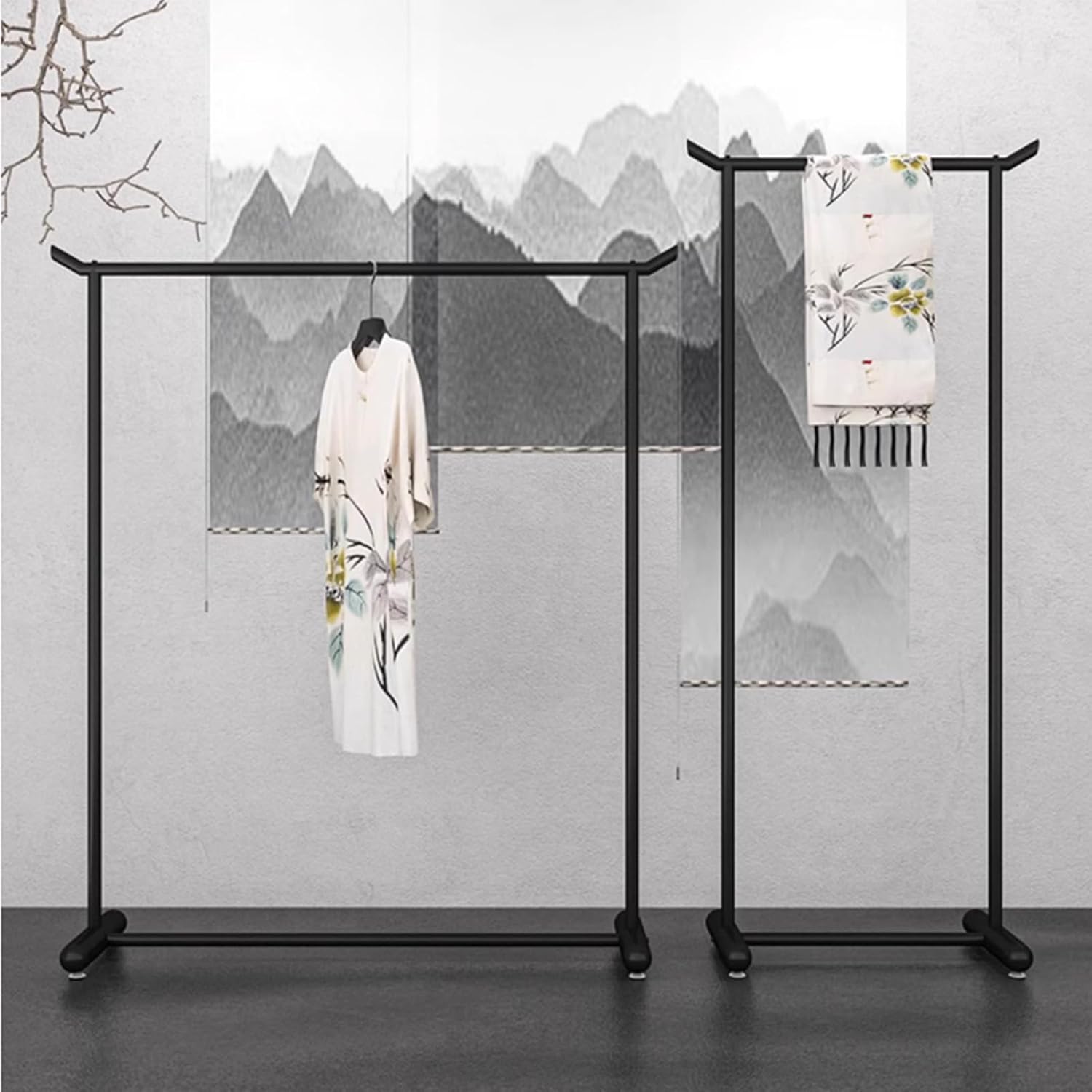 Heavy duty Garment rack Heavy Duty Clothes Rail, Freestanding Metal Hanging Clothes Rack, Large-capacity Retail Display Clothing Rack, Bedroom And Living Room Single Rod Coat Rack, Black ( 150X40X165