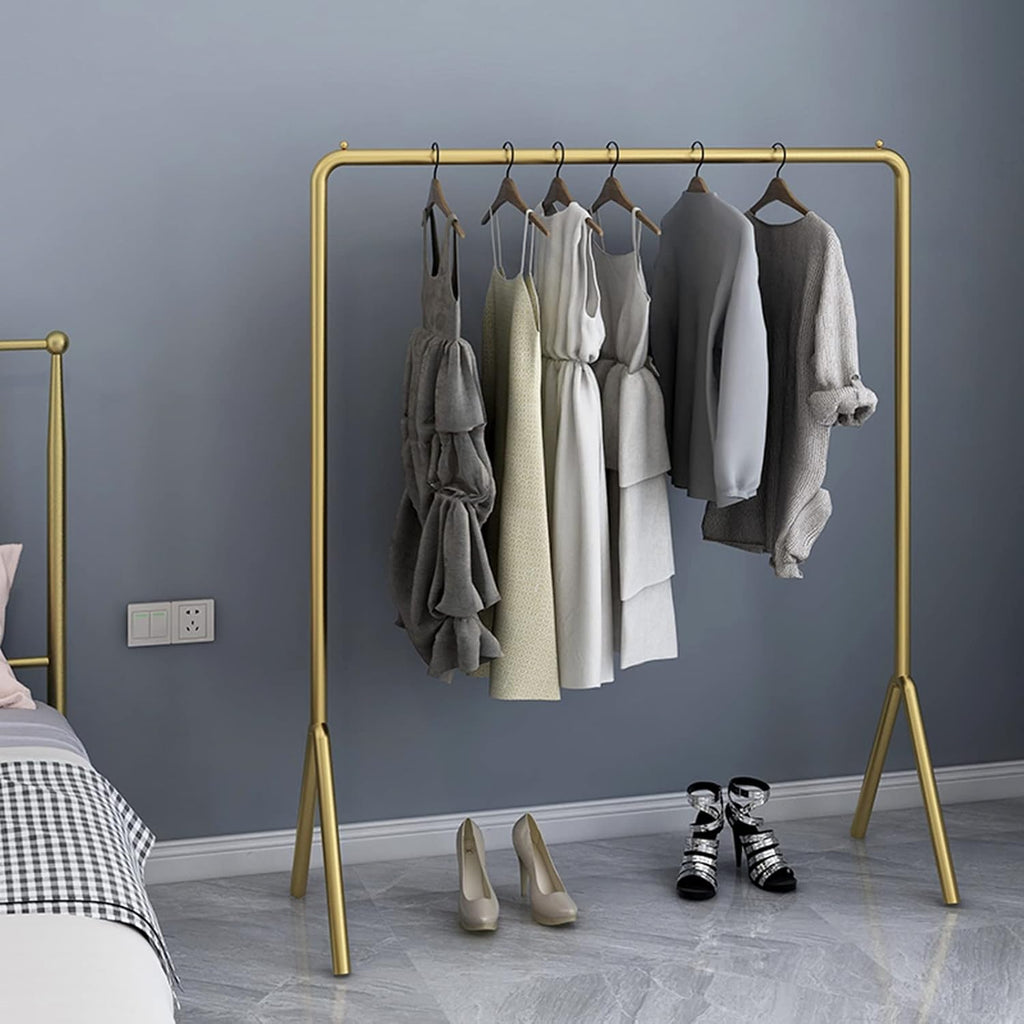 Gold Clothing Garment Rack,Simple Trending Standard Rod Display Clothing Rack,Modern Clothing Rack Free Standing Hanging Rack for Boutique Retail,Clothes St(100 * 130cm