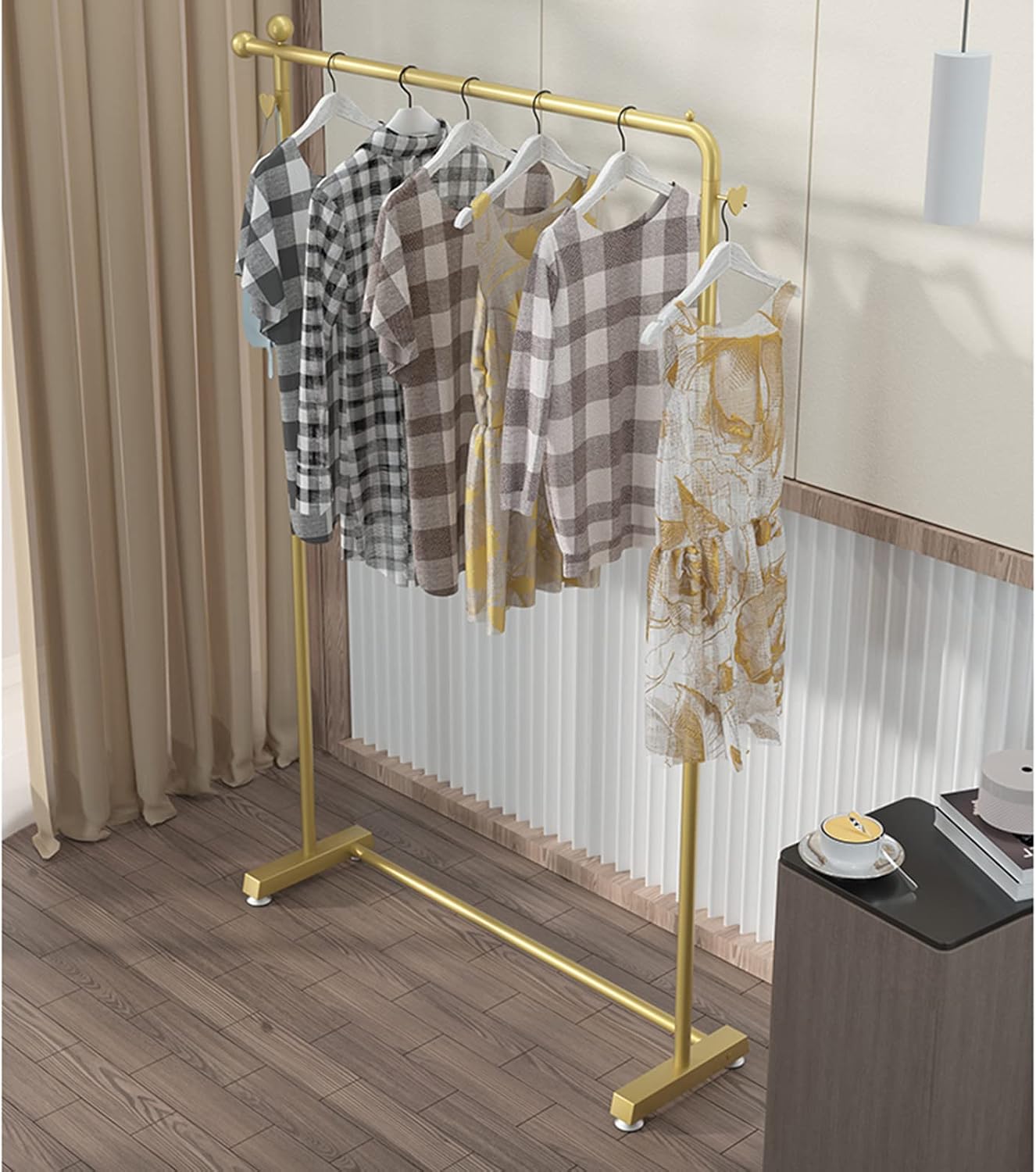 Heavy Duty Coat Rack, Garment rack Modern Freestanding Clothing Rack With 2 Heart-shaped Hooks, Heavy Duty Clothes Rail For Retail Display, Large Capacity Coat Rack For Bedroom And Living ( 150x40x15