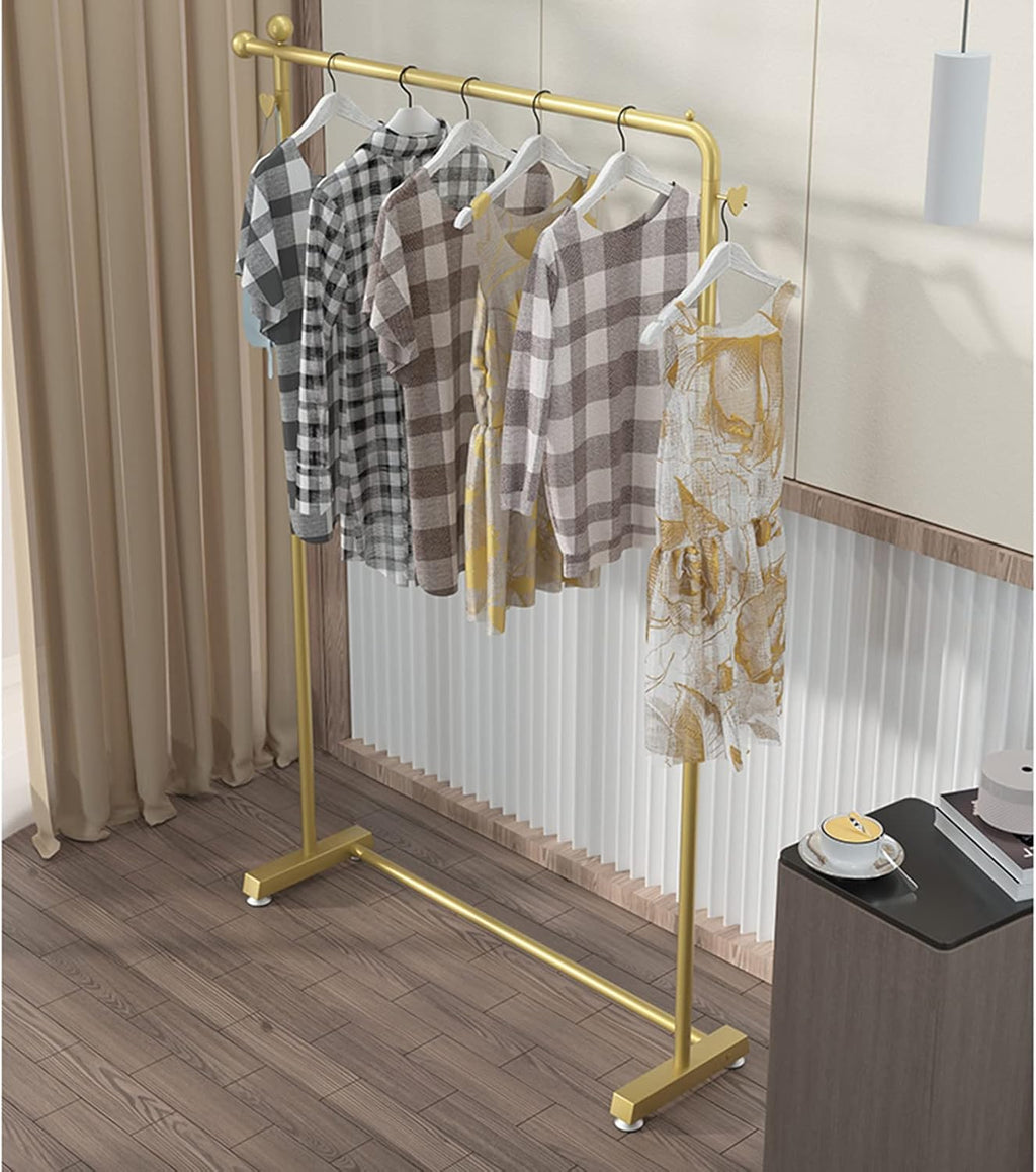 Heavy Duty Garment Rack Modern Freestanding Clothing Rack with 2 Heart-Shaped Hooks, Heavy Duty Clothes Rail for Retail Display, Large Capacity Coat Rack for Bedroom and Living (150x40x150CM)