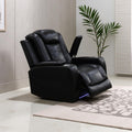 Power Theater Recliner Chair, Black Leather Reclining Sofa Couch Chair, Comfy Recliner with Arm Storage/Cup Holder/USB Port for Living Room Furniture, Bedroom, Office, Home Theater