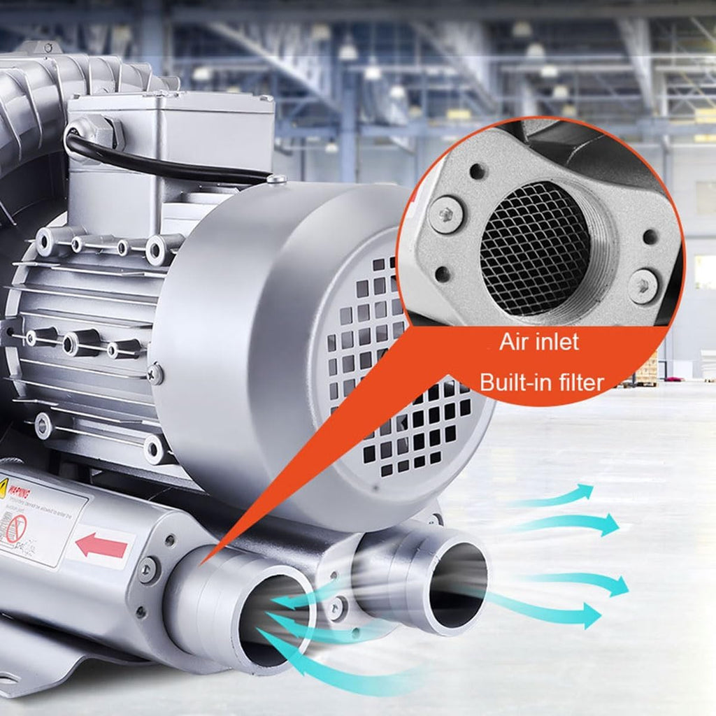 Regenerative Blower High Pressure Vortex Ring Blower Industrial Vortex Blower 110V Fish Pond Aerator Vacuum Pump 120W 180W 250W 350W 550W(250W)