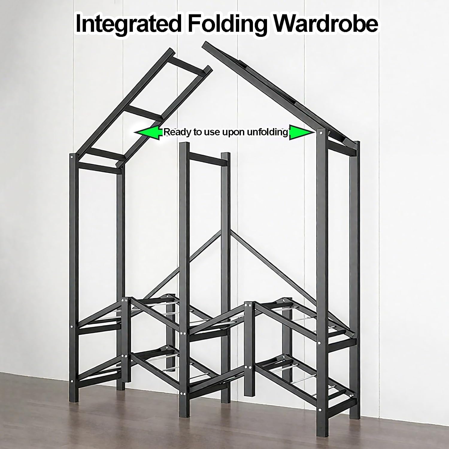 Heavy Duty Portable Closet With Cover, Wardrobe Closet, Foldable Covered Clothes Rack For Hanging, Garment Rack With Cover, Freestanding Storage(Blue2,145cm/57.1inch)