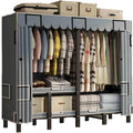 Portable Closet Wardrobe,Freestanding Coat Storage Garment Racks,Closet Storage Organizer with Shelves and Cover,Easy Assembly(Color 3,150x50x170CM)