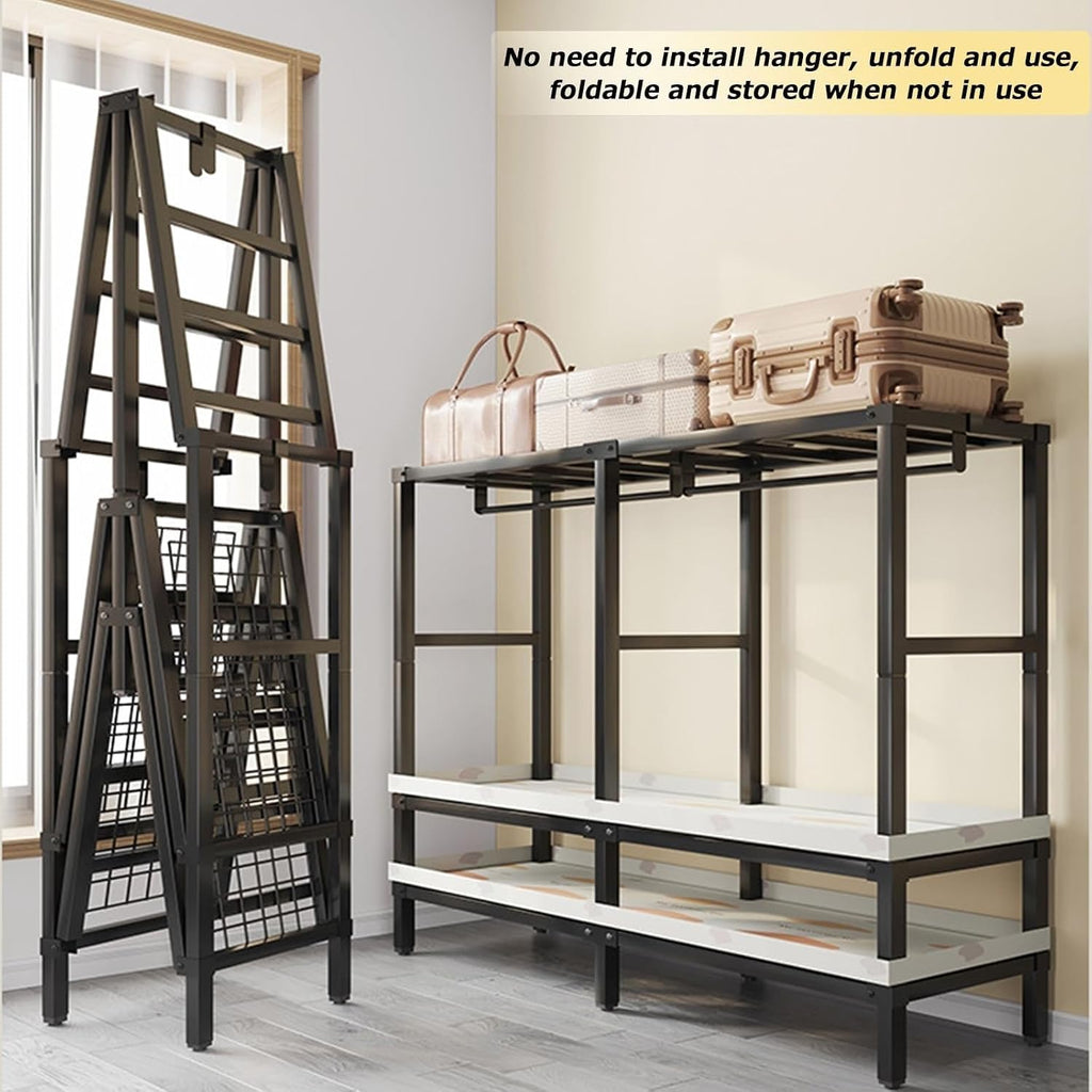 Heavy Duty Rolling Garment Rack With Cover, Width 20.47in，max 2000lbs, Foldable Clothing Rack For Hanging Clothes, Portable Freestanding Closets Wardrobe , Metal Armoires,multiple Sizes ( Size : 125*5