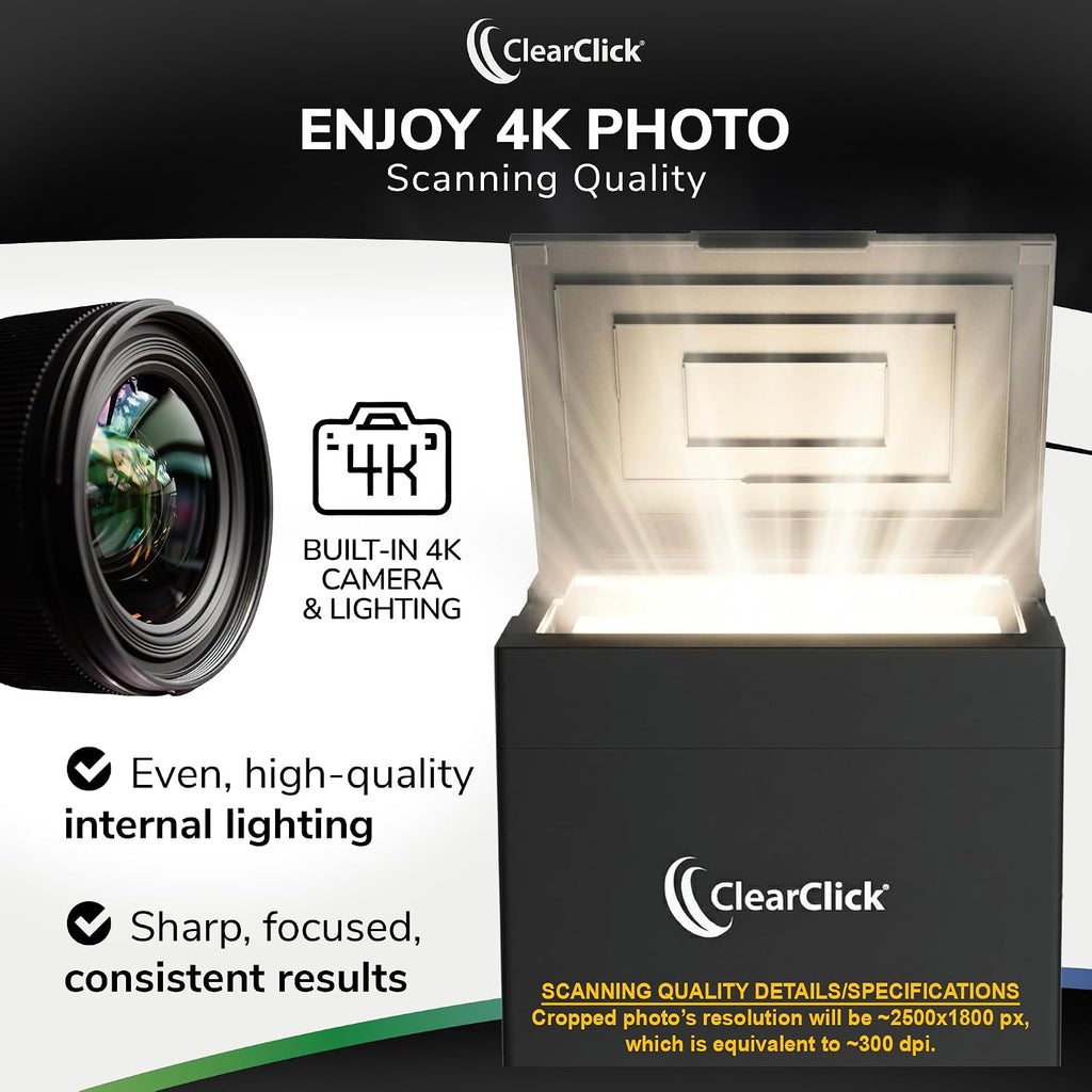 ClearClick InstaScan Photo Scanner for PC & Mac - Scans Each Photo Virtually Instantly - Compatible with 4x6, 5x7, & Smaller Photos - No Drivers Required - USB-C Connection [300 DPI Scanning Quality]