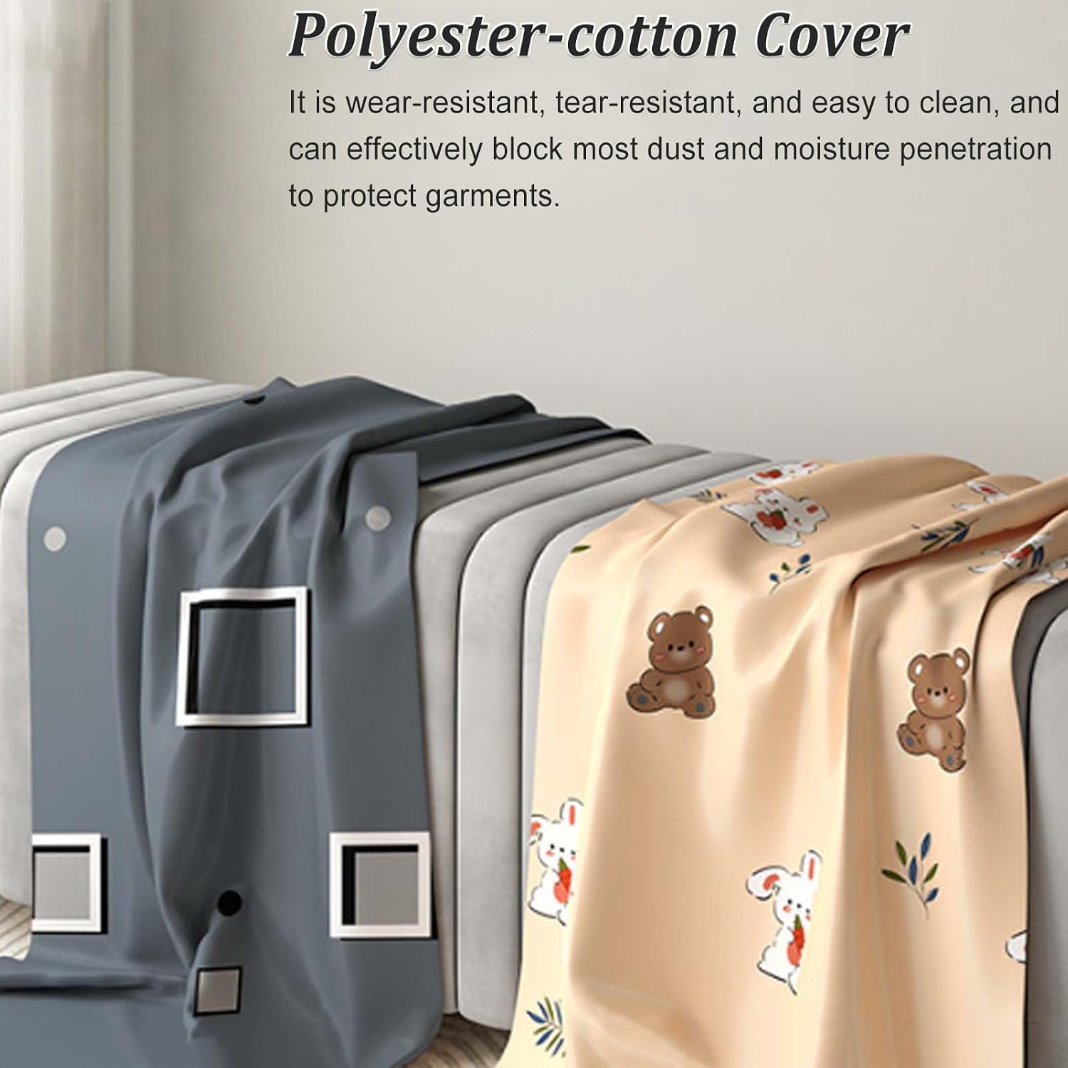 Foldable Garment Racks with Cover, Enclosed Portable Wardrobe with Independent Area, Magnetic Closet Armoire for Hanging Clothes & Bedding(1.25m/4.1ft)