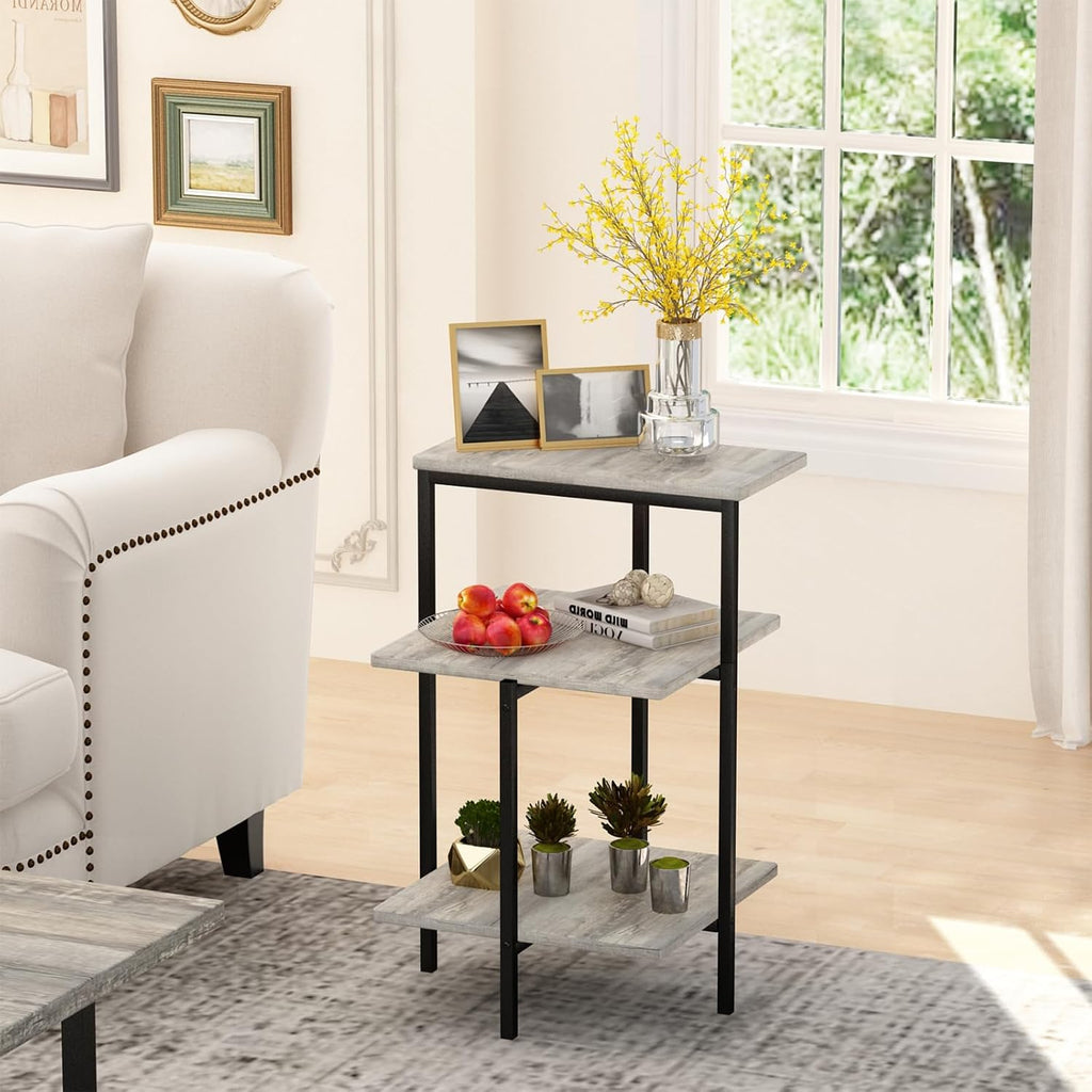 AWQM Faux Marble Table Set, Coffee Table & 2 Side Table, Faux Marble Tabletop and Metal Frame, 3 PieceTable Sets, for Living Room Apartment, Grey