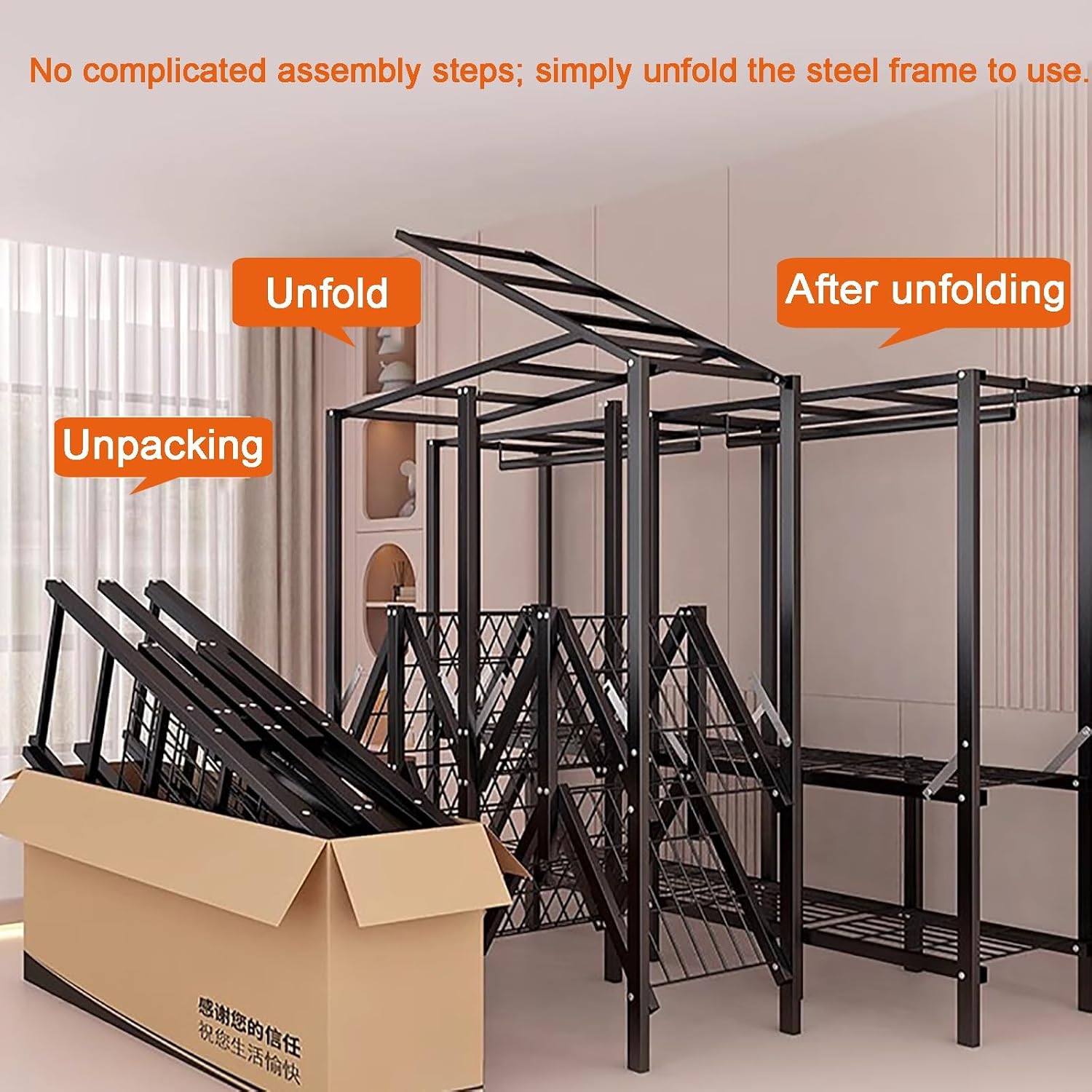 Portable Foldable Wardrobe Closet, Garment Rack with Cover for Hanging Clothes, Clothes Rack with Storage Basket, Clothes Storage Box, Thickened Steel Tube(Green,59x67in/150x67in)
