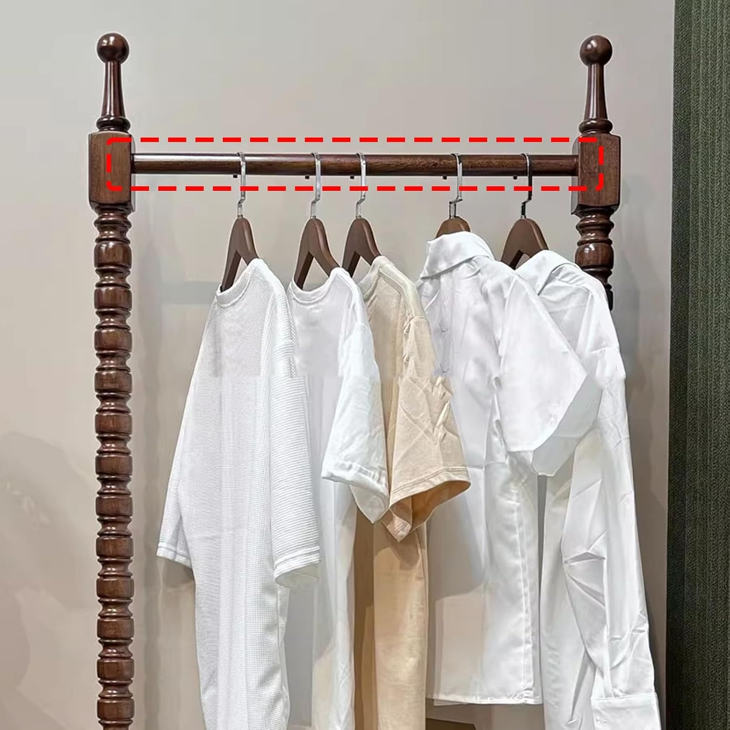 Clothes Rack, Solid Wood Clothing Rack, with 2 Drawers, Coat Hanger, Floor-standing Garment Racks, for Hanging Shirts, Jackets, Coat(Black)
