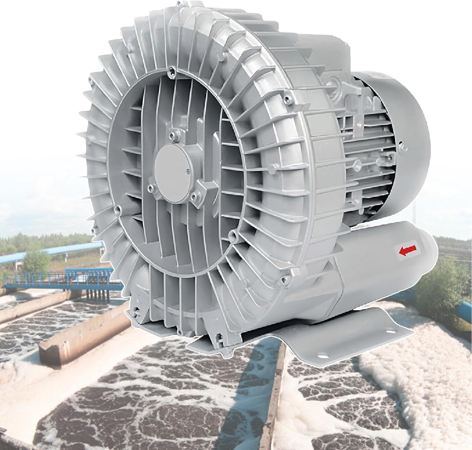 Regenerative Blower, Ring Blower Fish Pond Centrifugal Blower, Aluminum Alloy Single Phase Vortex Blower, for Sewage Aeration,370W