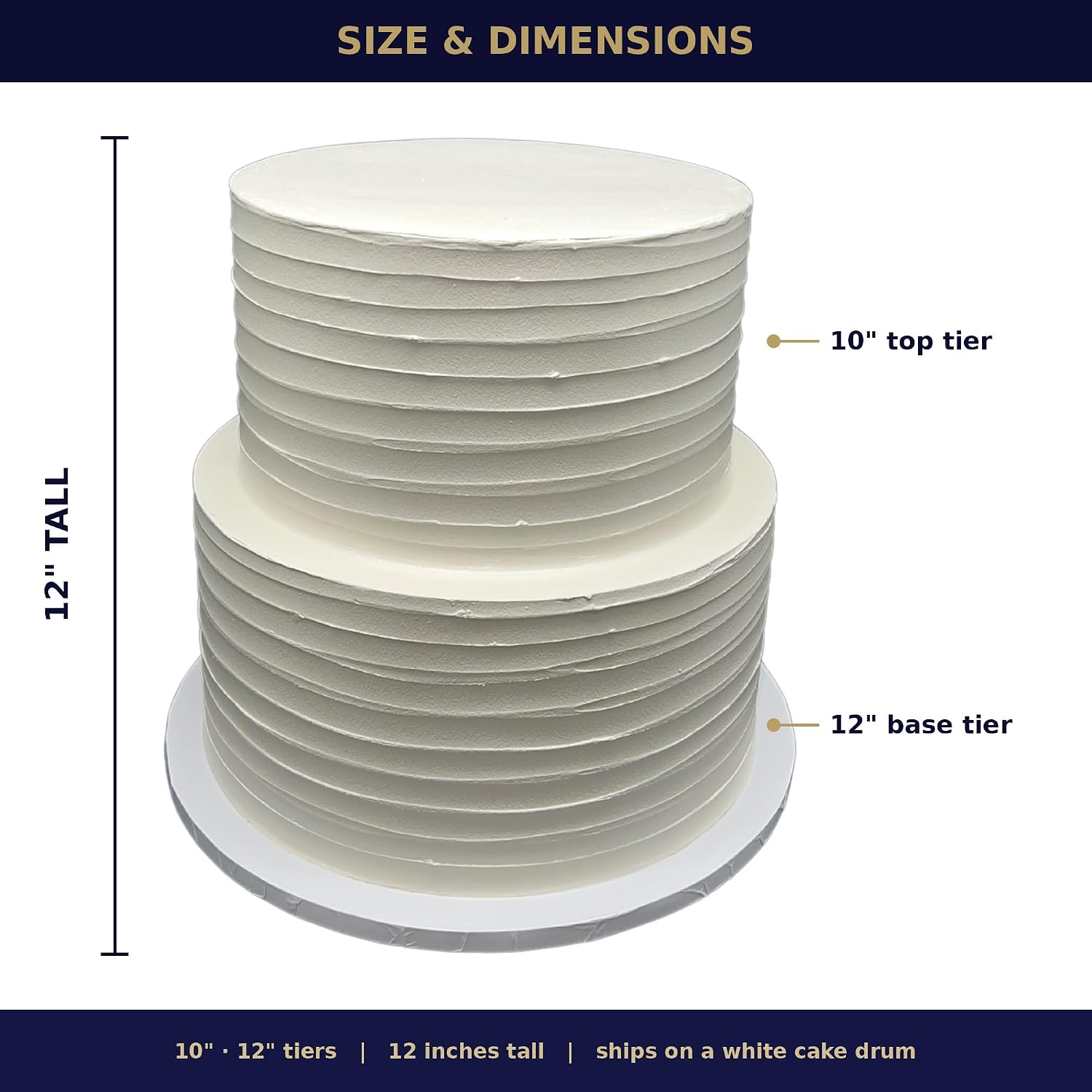 FromJennWithLove 2 Tier Fake Wedding Cake, 12' Tall Handcrafted Ivory Display Cake – 4-Day Artisan Process, Made in USA – Reusable Centerpiece for Weddings & Bridal Showers