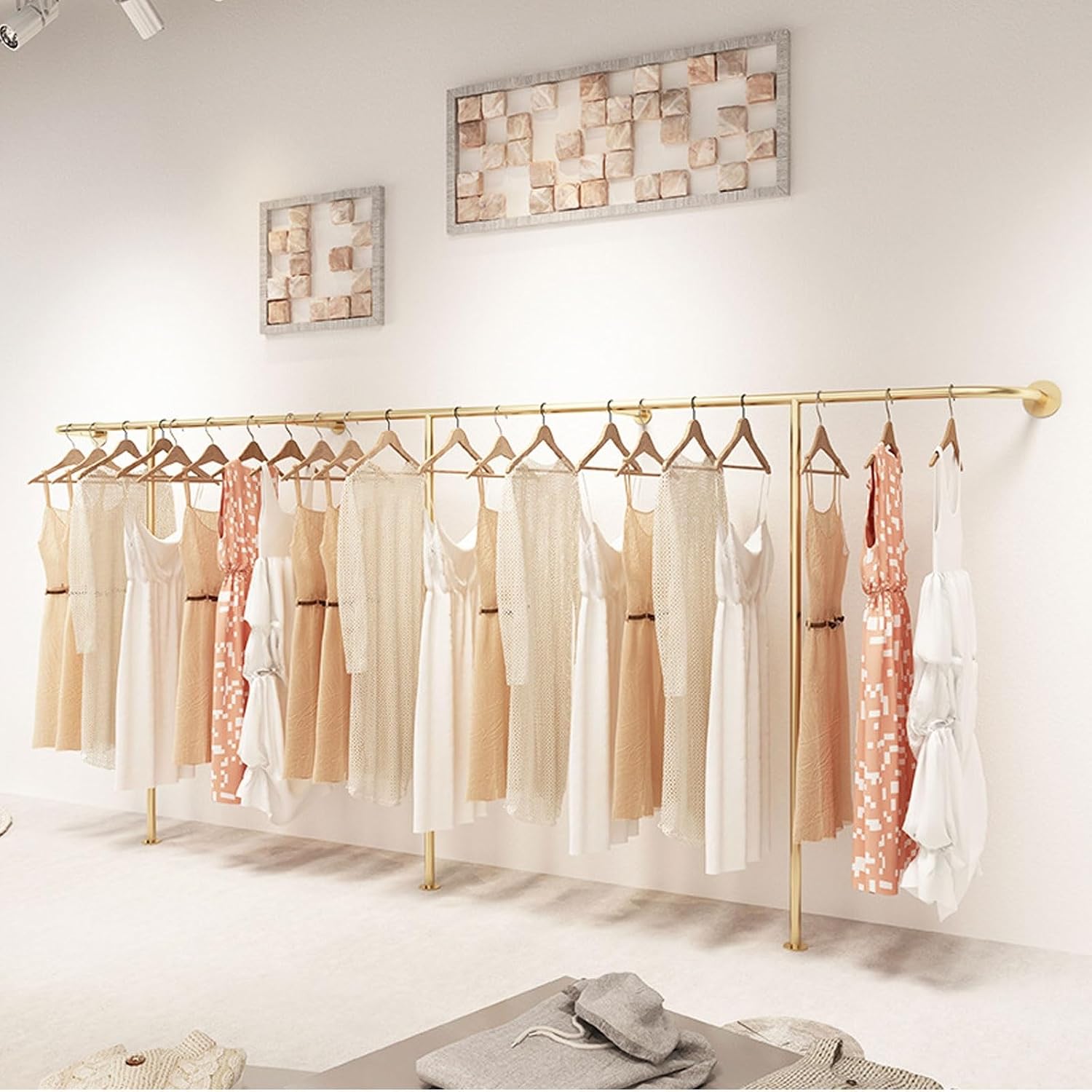 Wall Mounted Clothes Rail Modern Clothes Rack Retail Display Clothes Rack Freestanding Garment Rack Metal Coat Rack Garment Hanging Storage Rail, for Hanging Clothes (Size : 250cm)