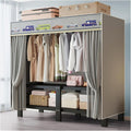Portable Wardrobe Closet, Garment Rack With Cover, Foldable Clothes Rack For Hanging, Metal Clothing Storage Organizer For Bedroom, Freestanding Coat Storage Rack(Grey,148cm/58.3inch)