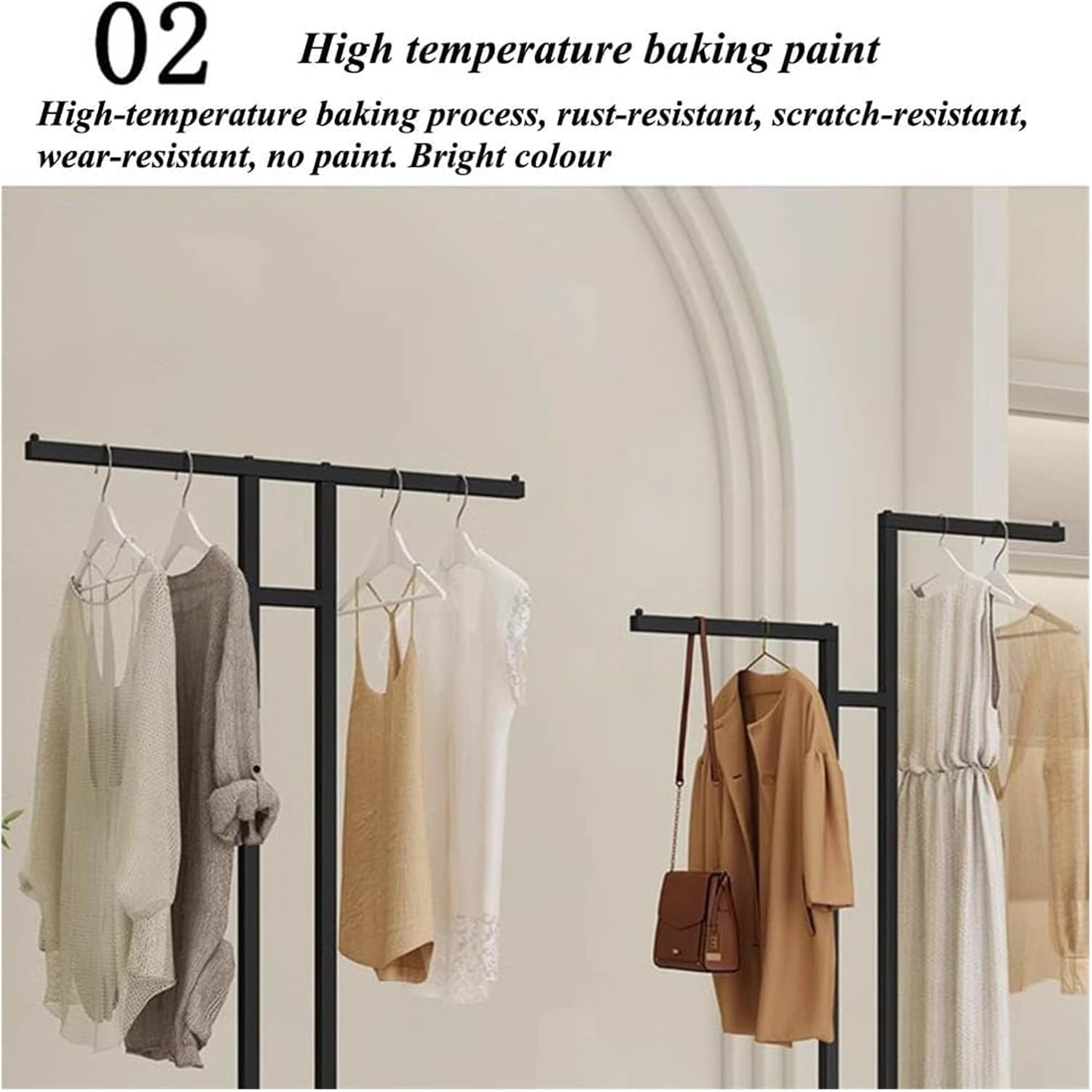 Clothes Rail Garment Rack Garment Rack T-Shaped Hanging Rod Set of 2, Clothing Retail Store Display Stands Freestanding Metal Garment Racks 2-Way Suit Shirt Clothing Ra, Gold-2PCS