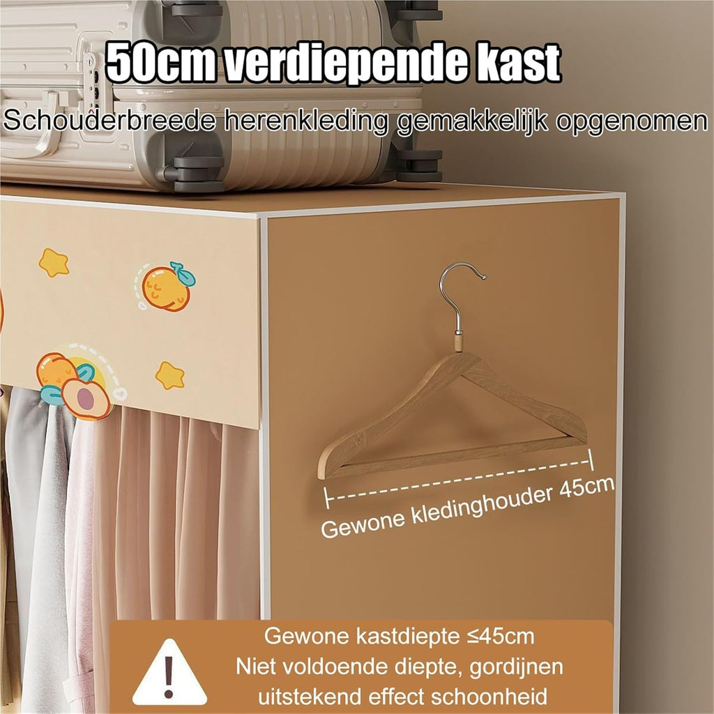 Foldable Clothe Rack With Cover,Portable Closets,Heavy-Duty Portable Closet Wardrobe,Freestanding Garment Rack,for Hanging(Light pink,150 * 170 * 50)