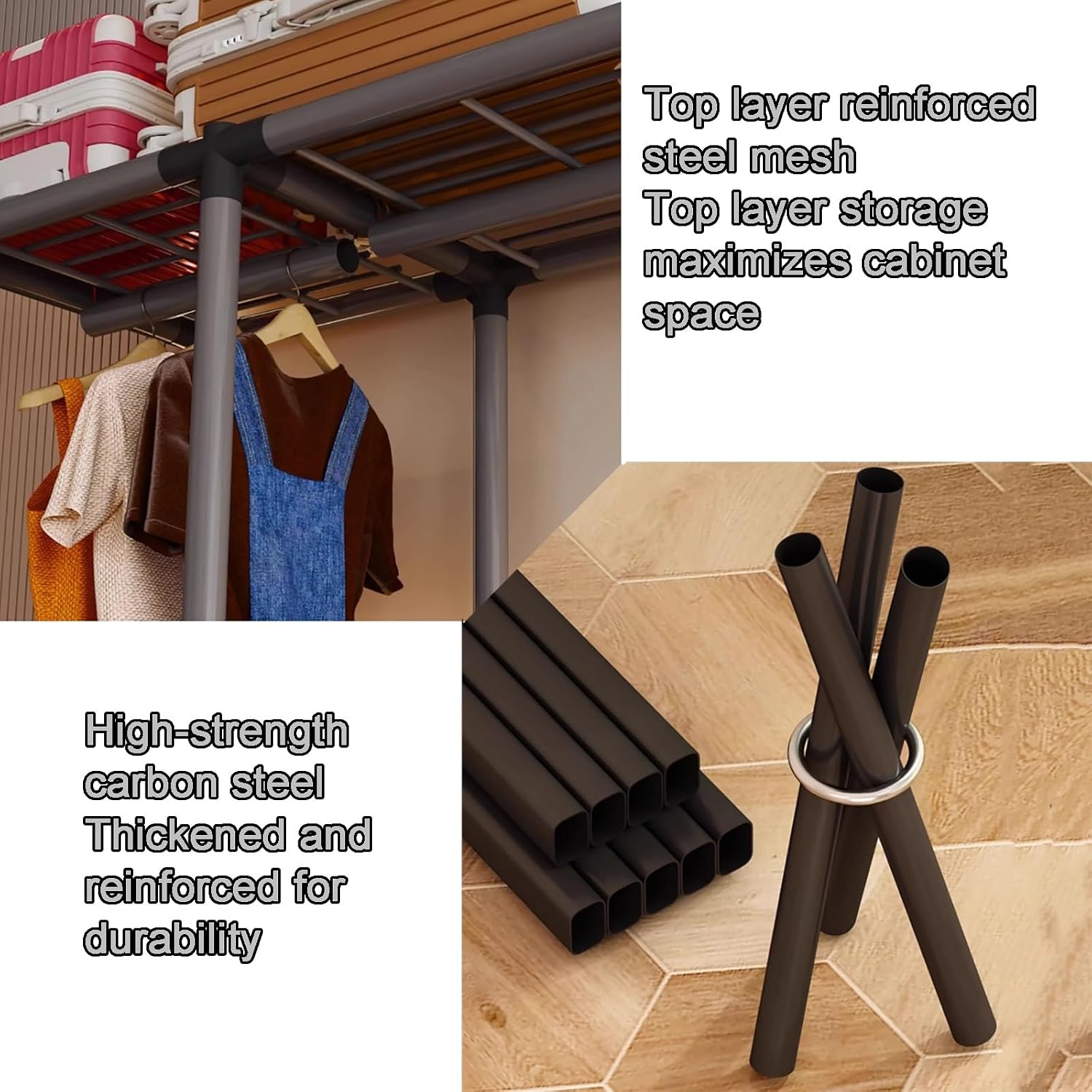 67in Heavy-Duty Portable Wardrobe Closet Foldable Garment Rack with Cover, Freestanding Armoires, Clothes Rack(110cm/43.3in)