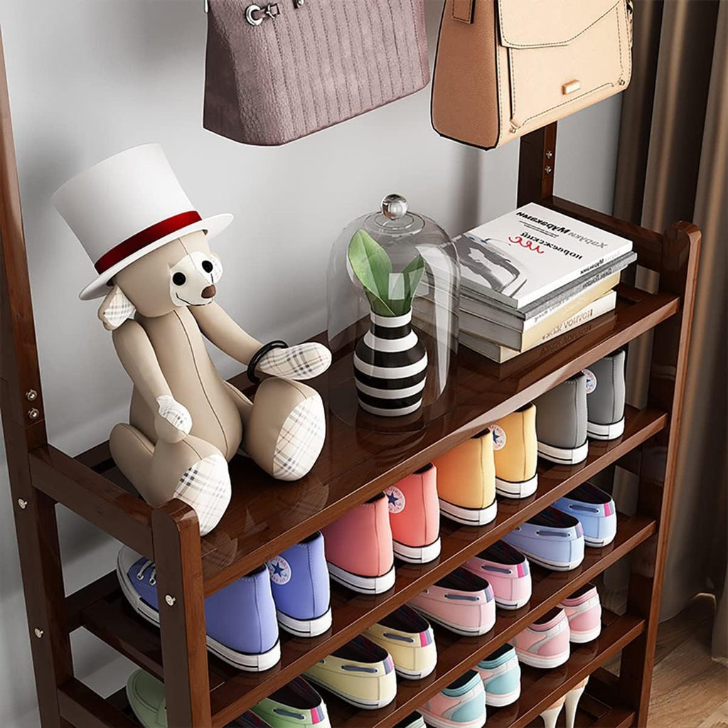 Free-Standing Garment Rack, Closet Storage Organizer, Easy Assembly, Space Saver, for Bedroom and Hallway (4 Shelves)