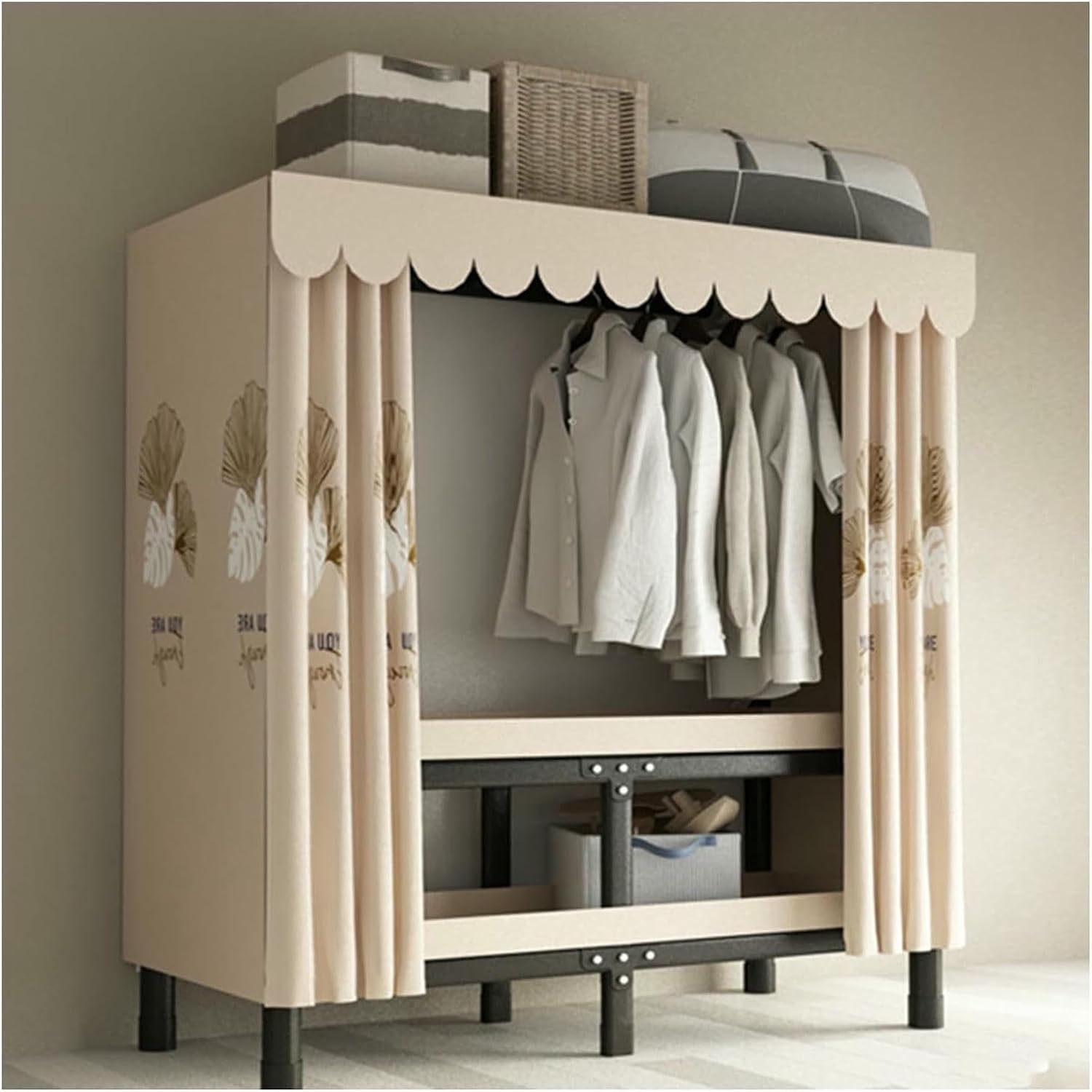 Portable Closet Wardrobe,Steel Tube Clothes Storage Organizer,Sturdy Large Wardrobe Closet,for Bedroom Free Standing Clothes Rack with Cover(Color 5) Rack