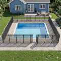 Metal Swimming Pool Fence 73ft (L) × 40in (H), 28 Panels & 4 Gates, In-Ground Pool Safety Fence with Reinforced Stakes, for Patios & Gardens, Black-Silver
