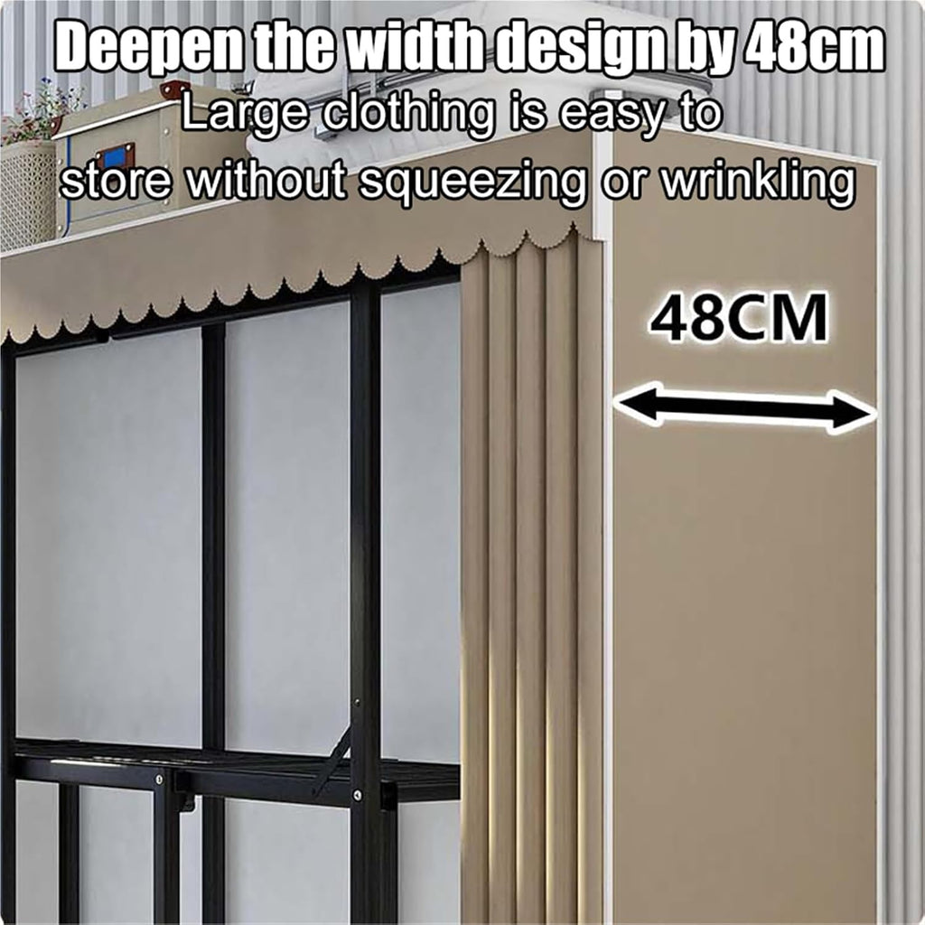 Portable Closet,Heavy Duty Clothes Rack With Cover,Foldable Covered Clothes Rack For Hanging Clothes,Freestanding Coat Storage Garment Racks For Bedroom(Brown,120X48X172CM)