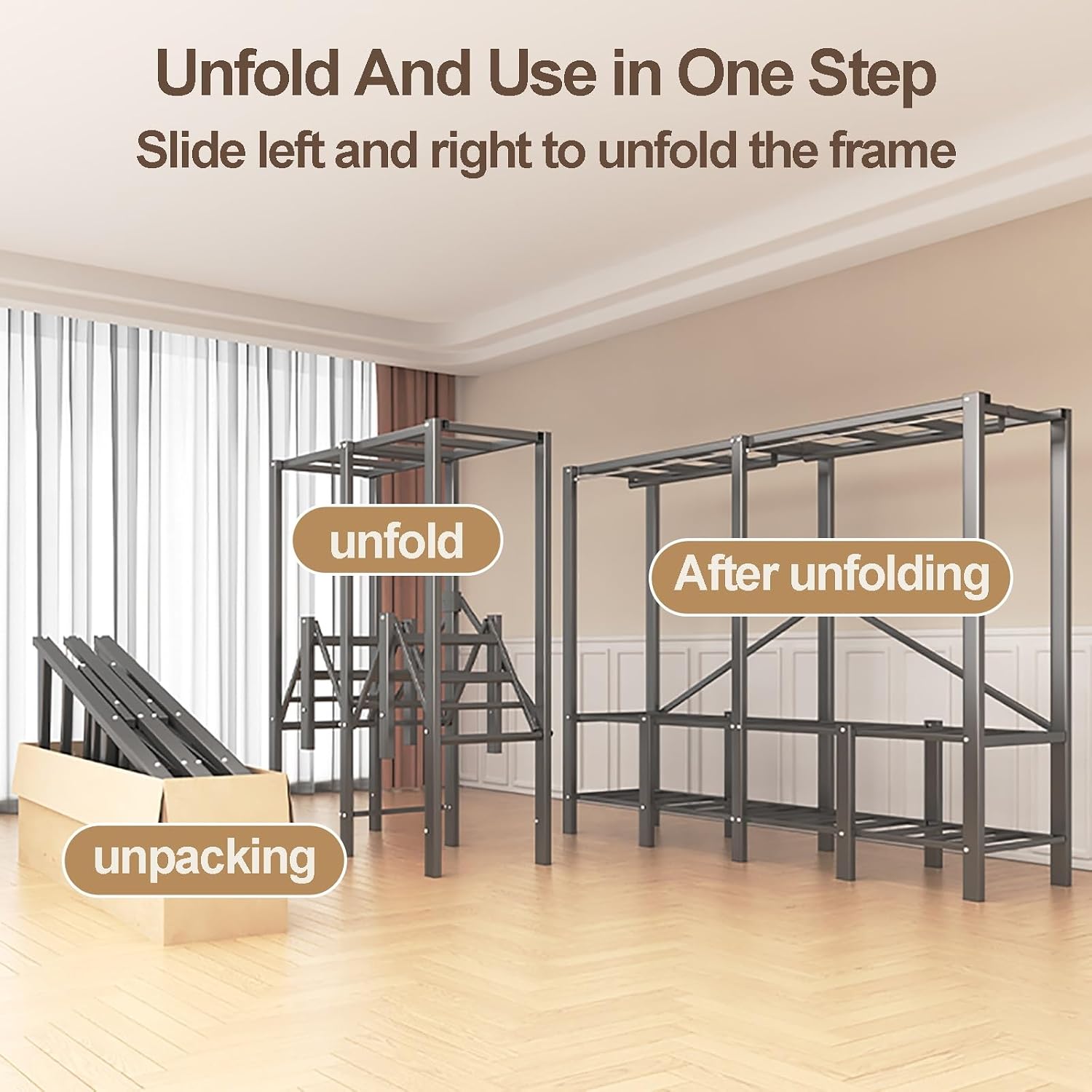Portable Wardrobe Closet With Cover, Heavy Duty Clothes Rack With Cover, Freestanding Coat Storage Garment Racks, For Bedroom Hanging Clothes(E,215cm/84.6inch)