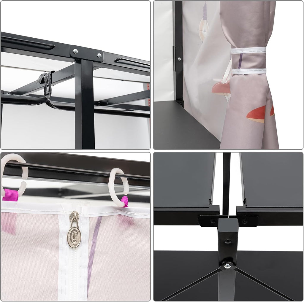 Garment Racks,Clothing Rack for Hanging Clothes with Shelves,Portable Closet System Organizer Garment Rack for Clothes Storage,Free Standing Wardrobe Clothes Organizer,Clothes Rack with Cloth Cover