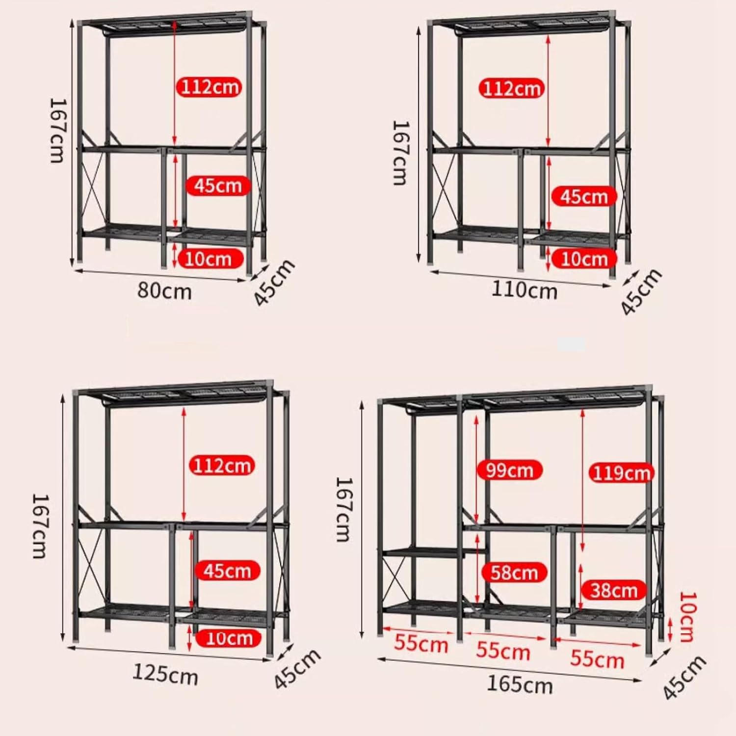 Portable Foldable Closet Storage Shelves, Heavy-Duty Wardrobe Rack with Cover, Freestanding Clothing Organizer for Bedroom, 80cm/31in Coat Storage Solution